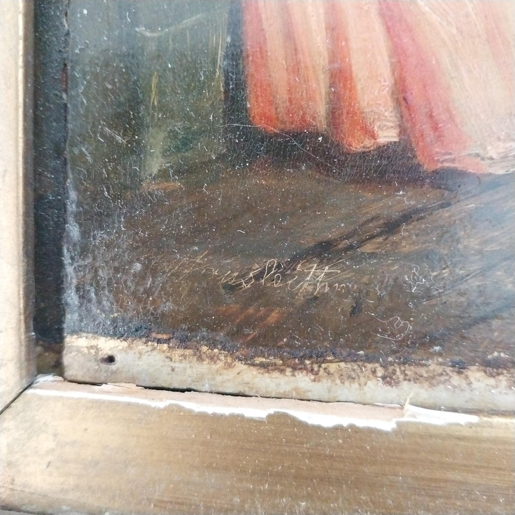 Antique Rudolf Hausleithner Oil Painting: Austrian Holiday Scene Dark and Moody