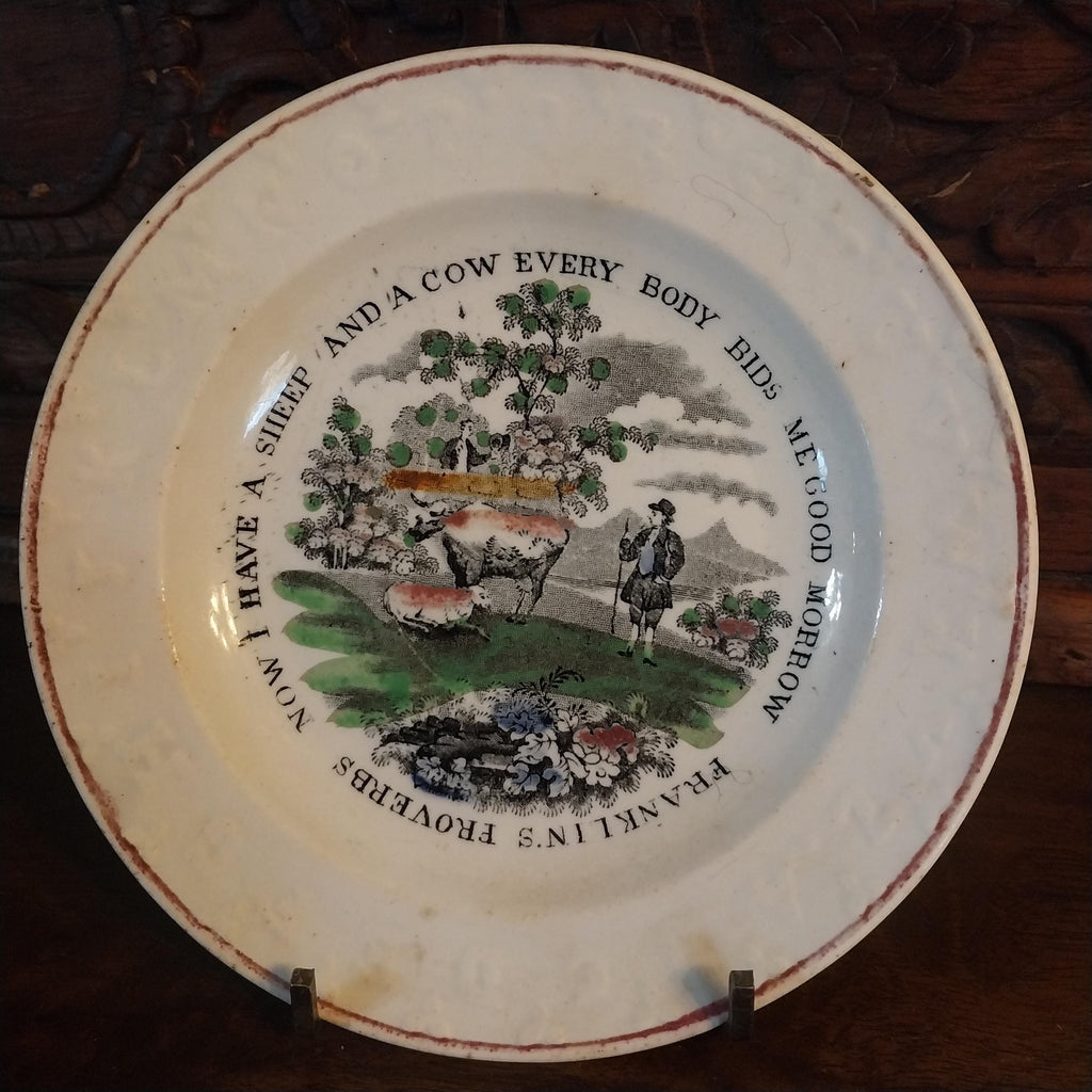 Early Staffordshire Childs ABC Plate Franklins Proverbs