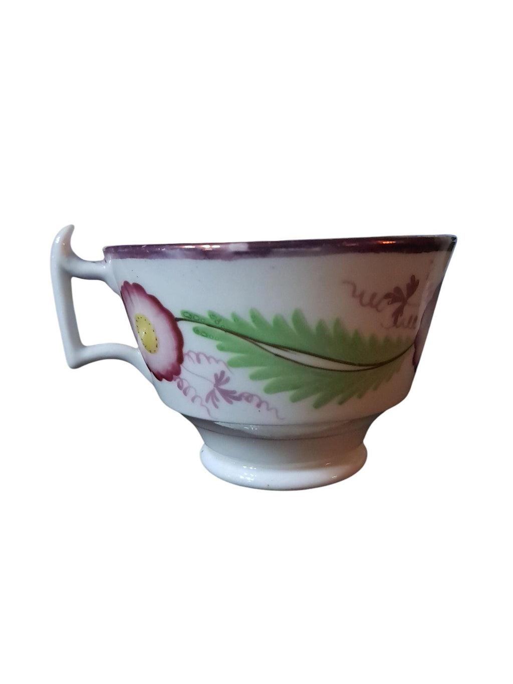 Set of 6 Early English Tea Cups Pink Lustre Hand Painted