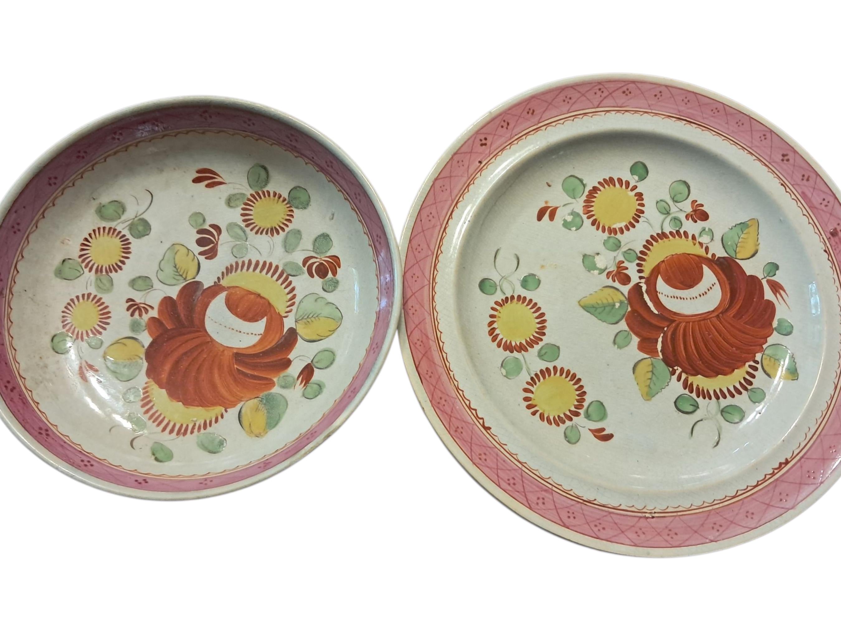 1820s Kings Rose Pattern Staffordshire Plate and Saucer