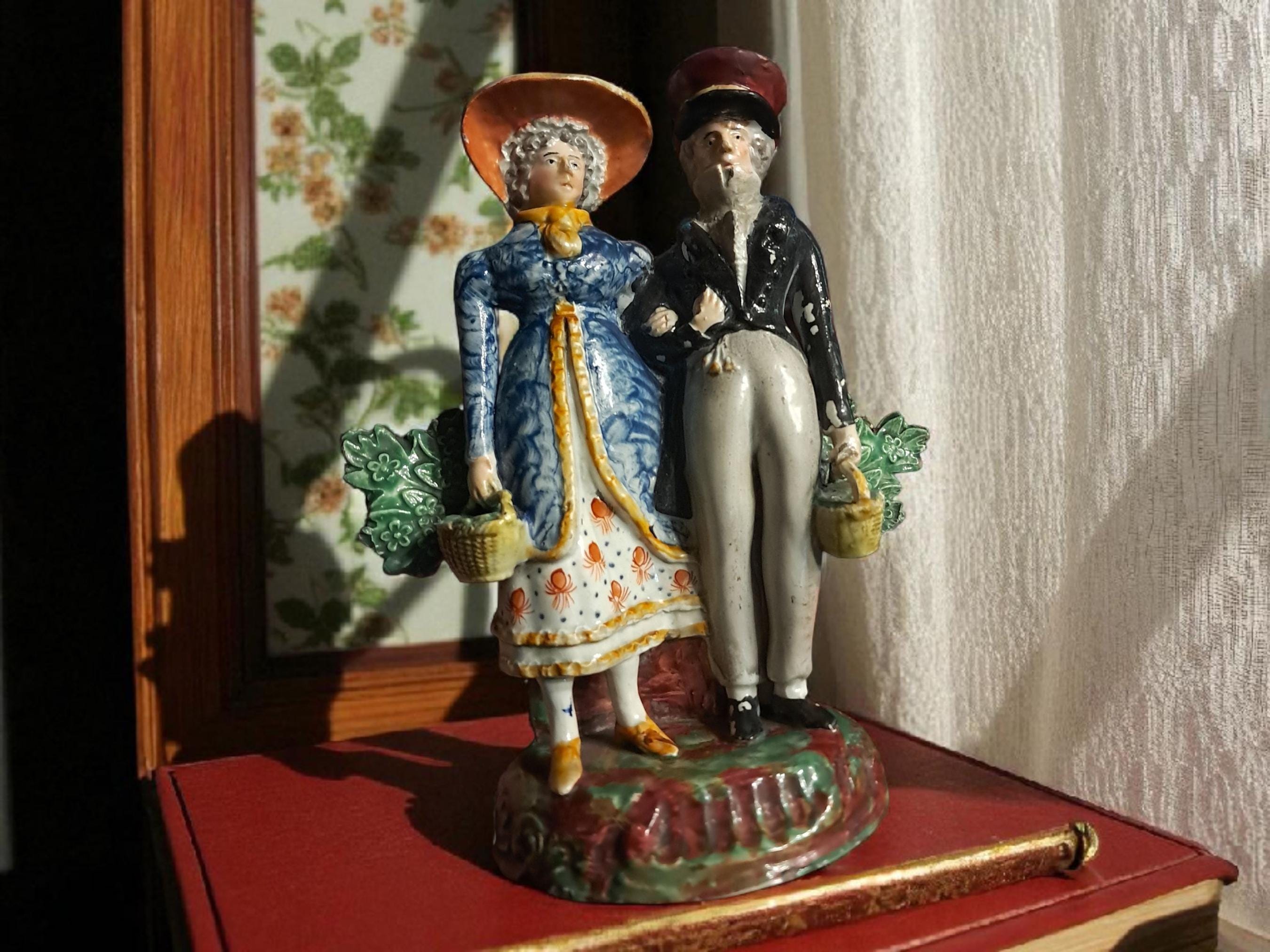 Charming Early Staffordshire "The Dandies" Figurine