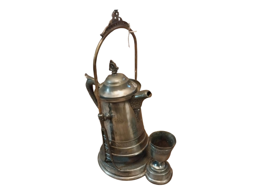Victorian Silverplate Tilting Pitcher, Antique Stand