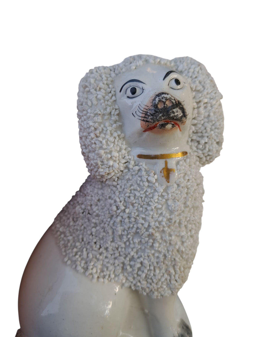 Authentic Antique White Singular Staffordshire Poodle