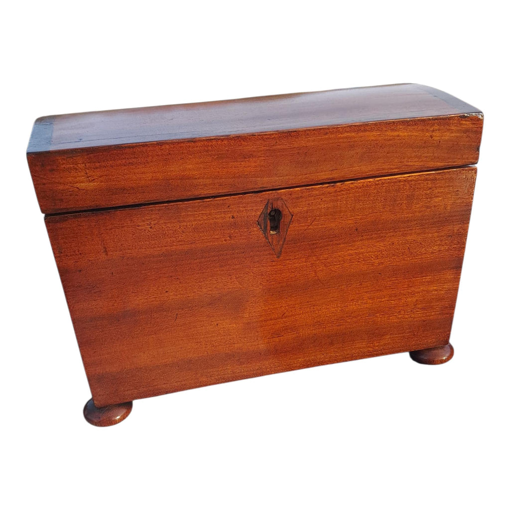 Antique Rosewood Tea Caddy, English Georgian Mahogany Veneer