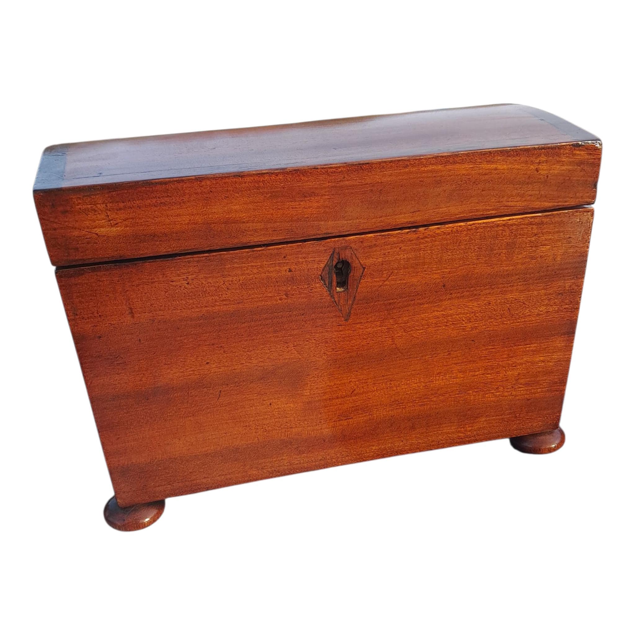 Antique Rosewood Tea Caddy, English Georgian Mahogany Veneer