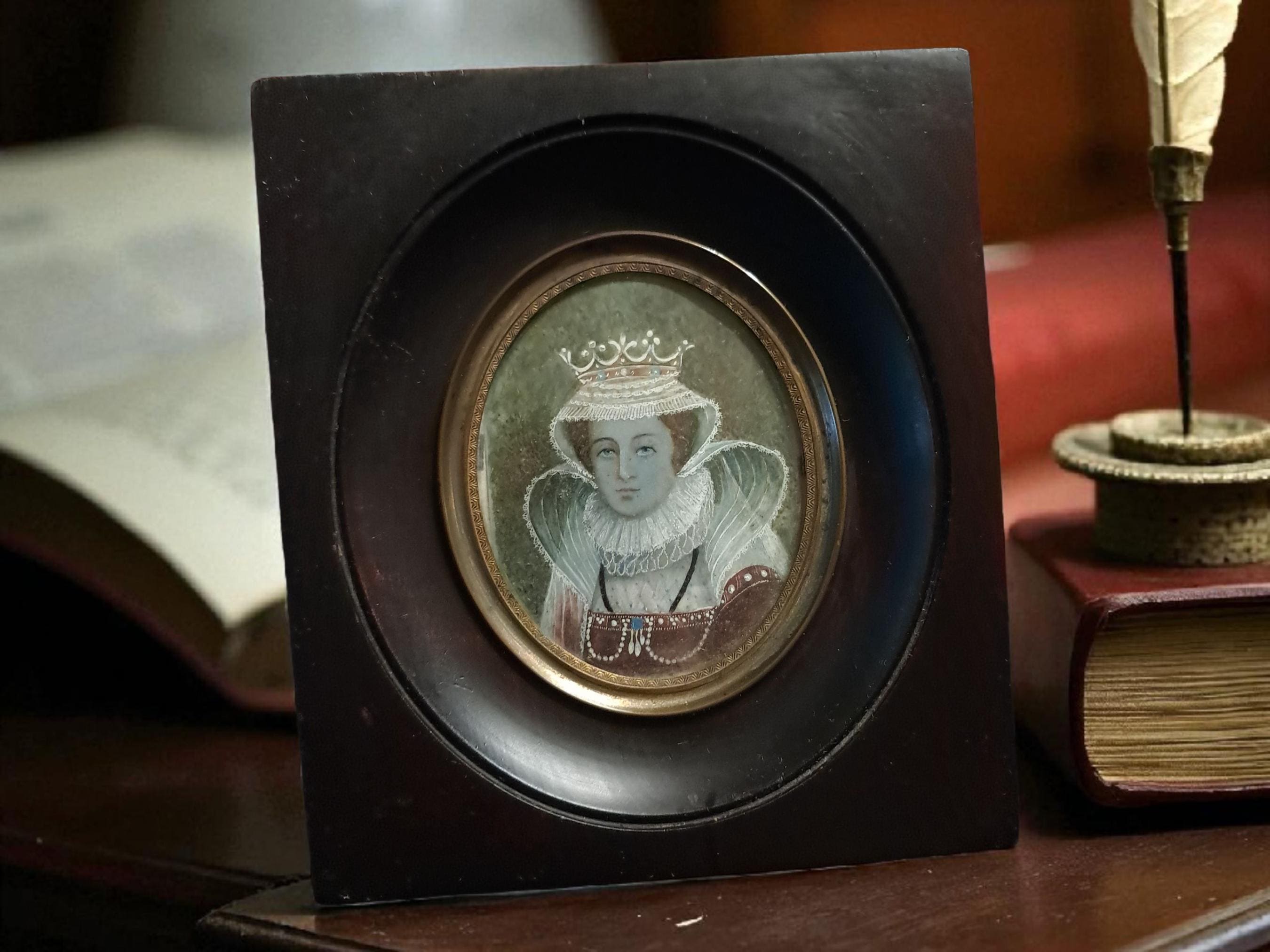 Antique French Portrait: Mary Queen of Scots Miniature