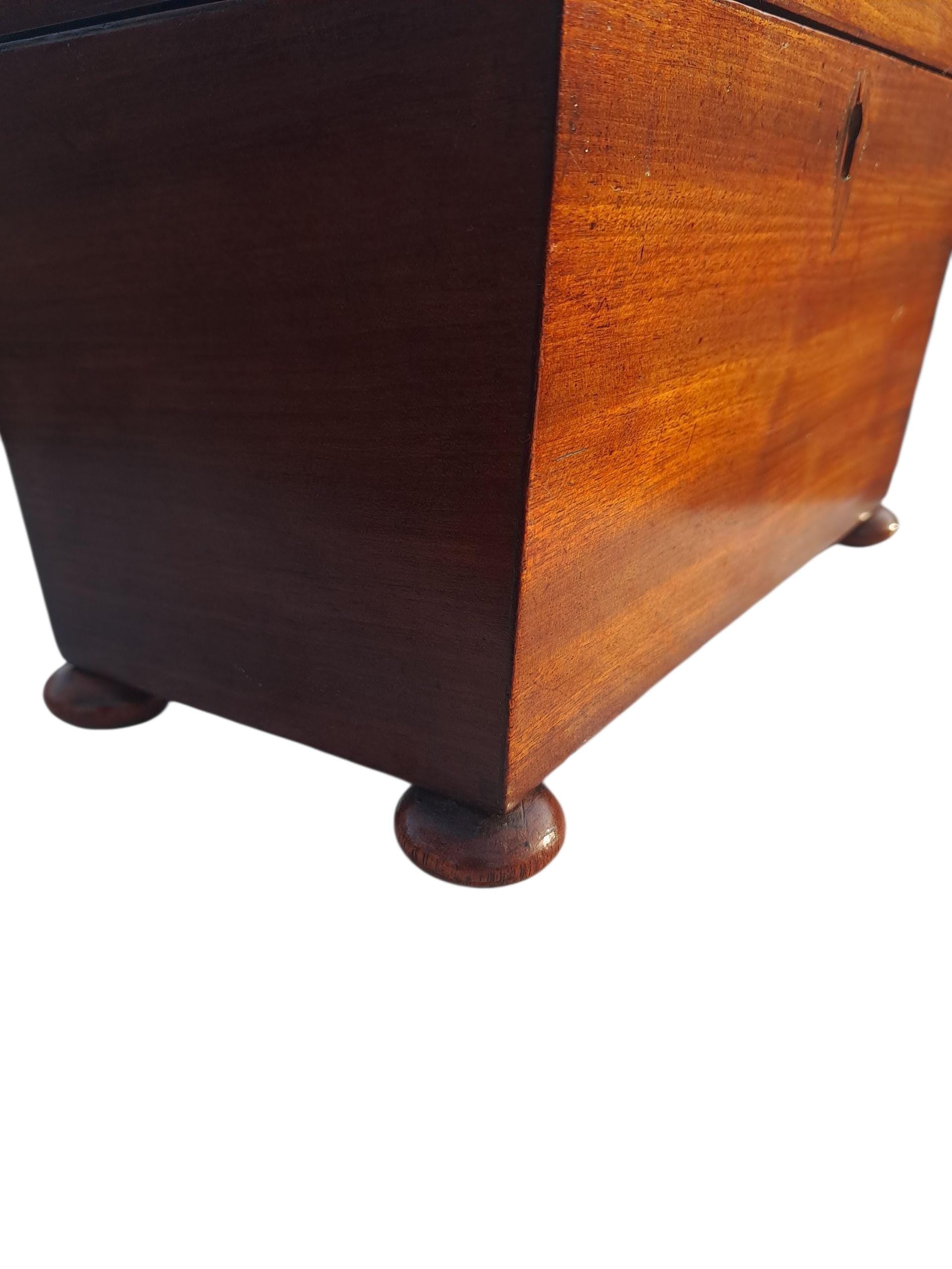 Antique Rosewood Tea Caddy, English Georgian Mahogany Veneer