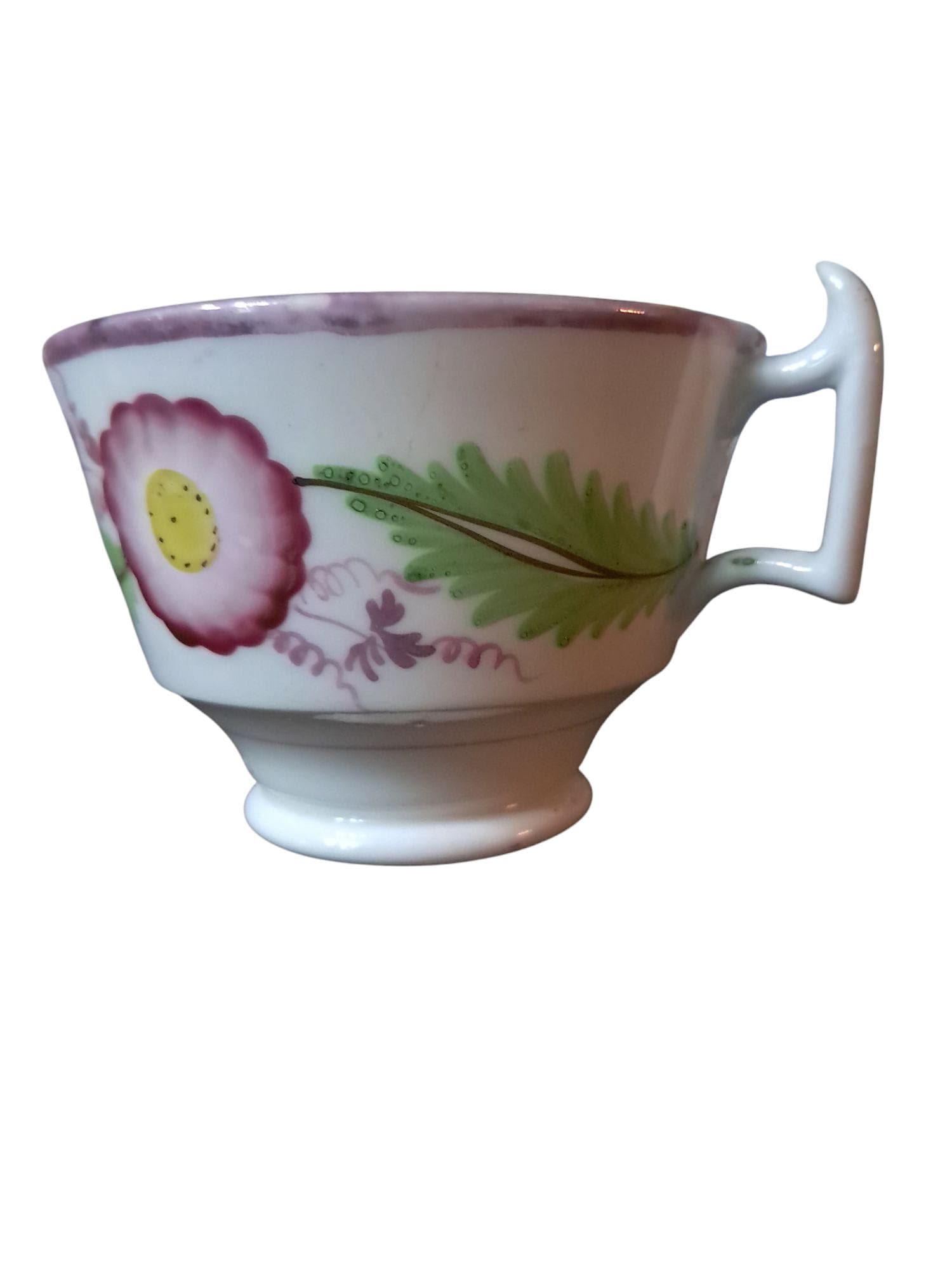 Set of 6 Early English Tea Cups Pink Lustre Hand Painted