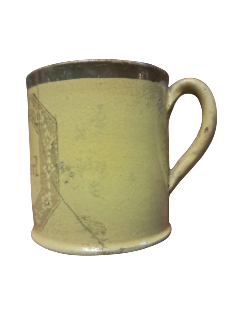 Early Staffordshire Teeny Childs Canary Mug 'For my Dear Girl'