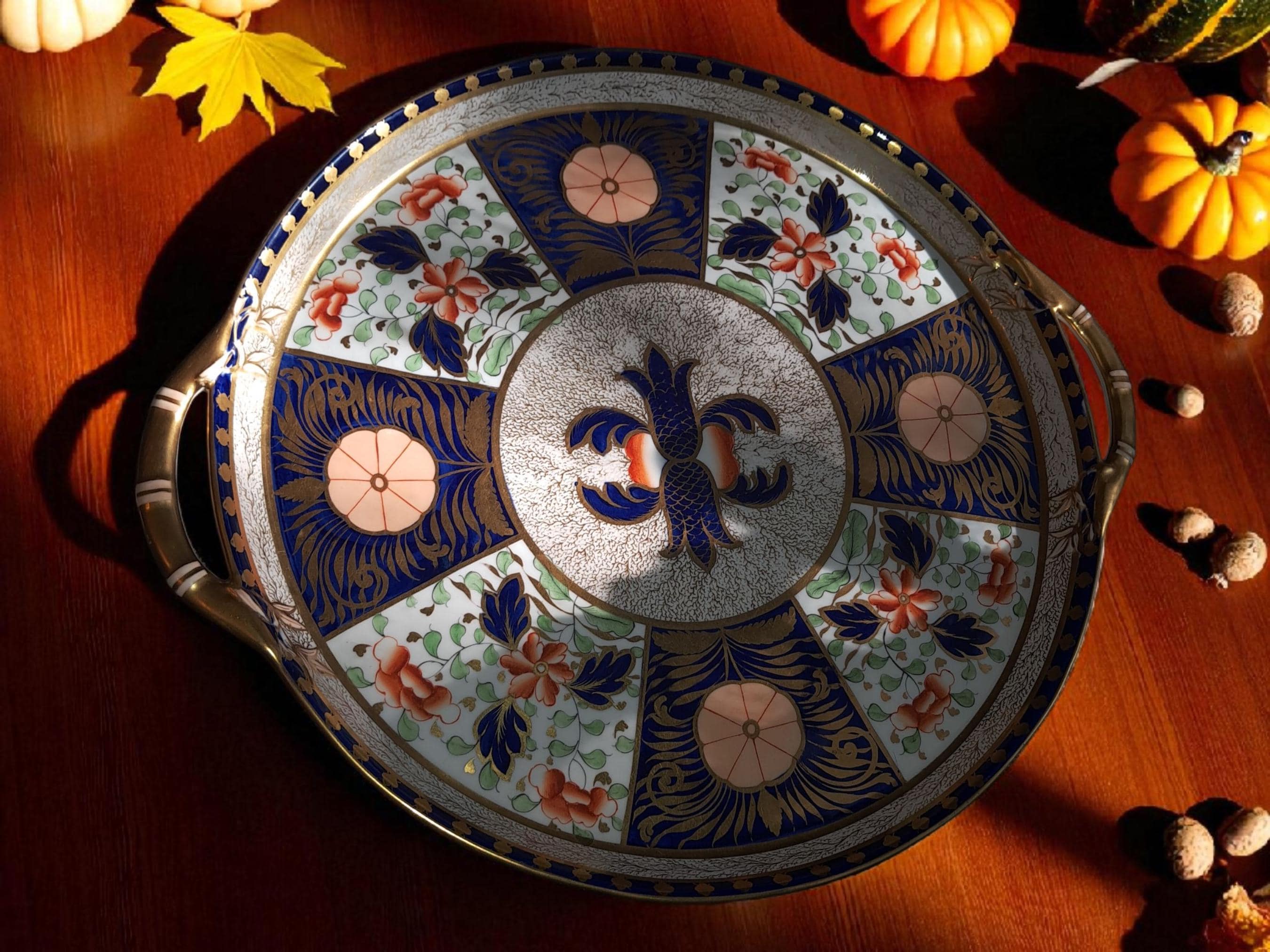 Antique Imari Serving Tray: Crab Claw Pattern, 16 inch, Coalport Davenport Style