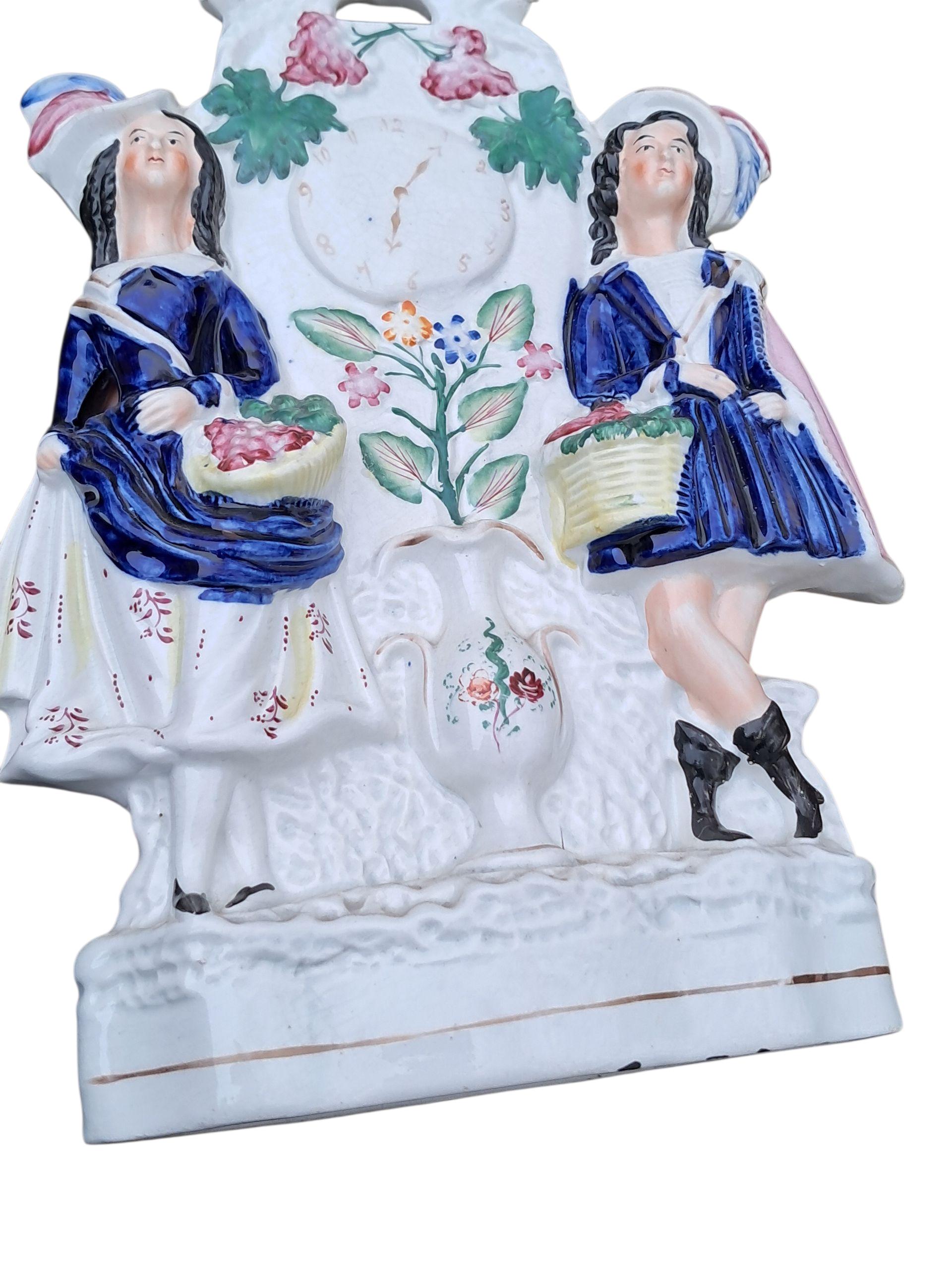 Antique Staffordshire Figure With Faux Clock