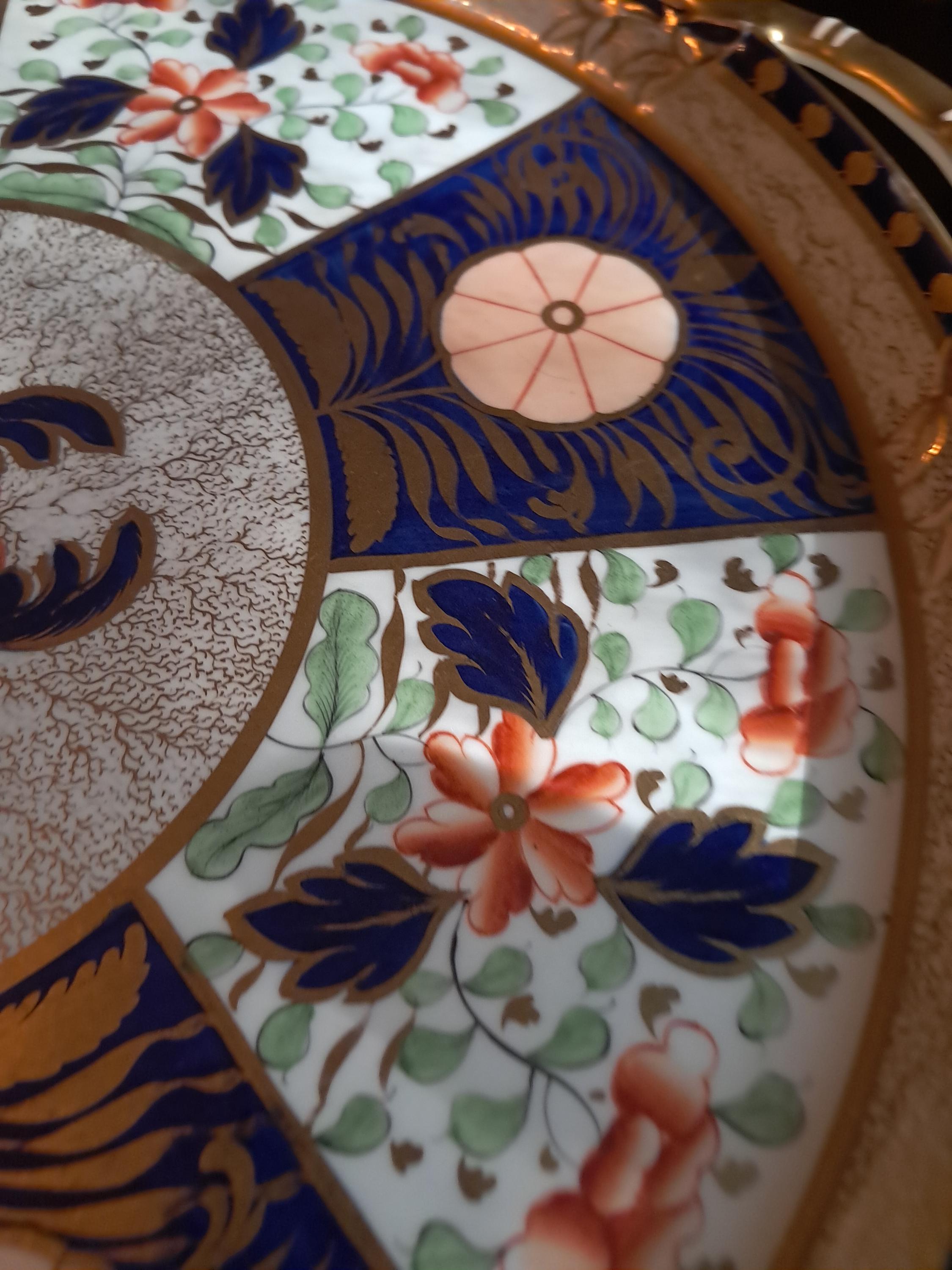 Antique Imari Serving Tray: Crab Claw Pattern, 16 inch, Coalport Davenport Style
