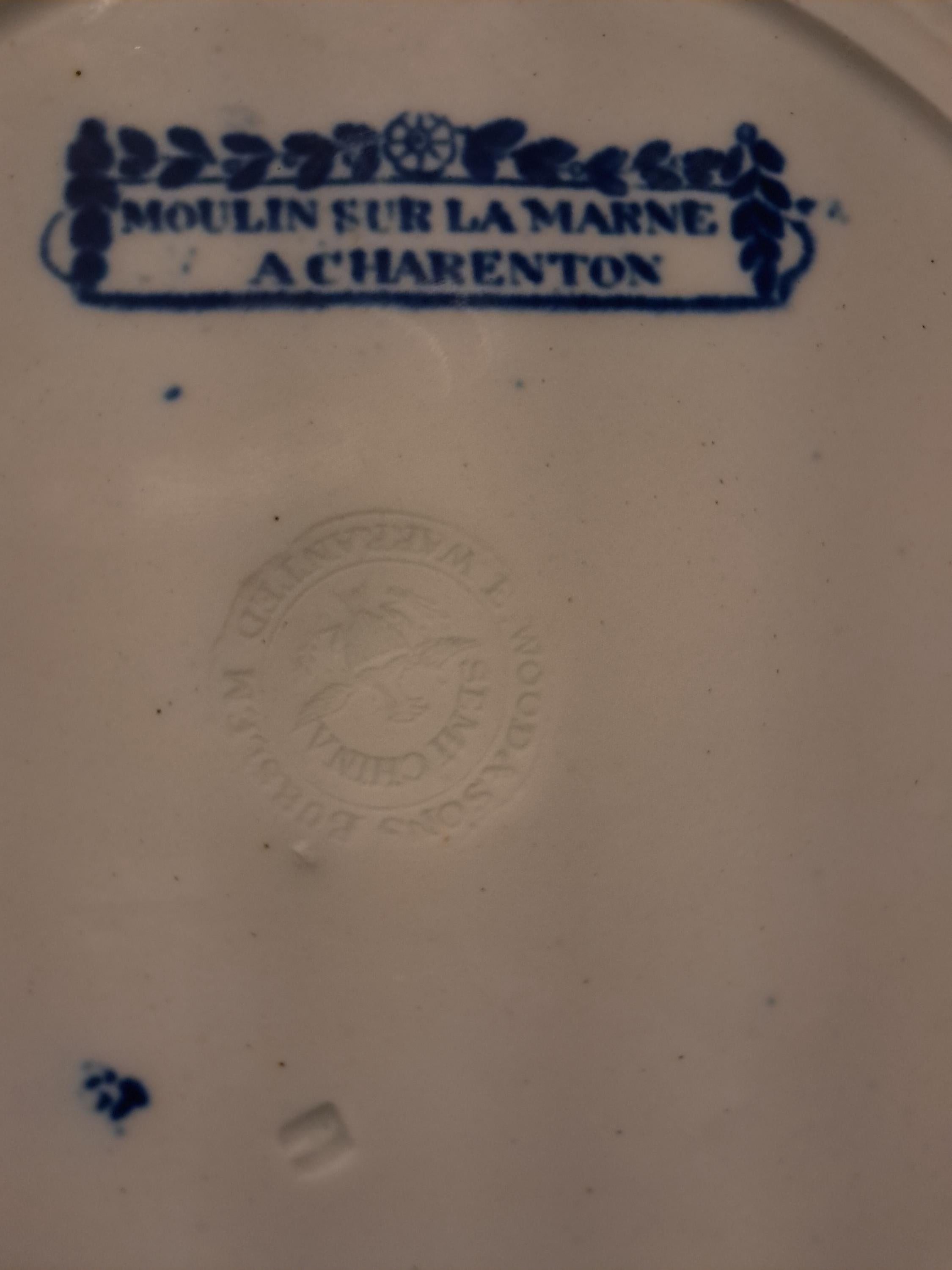 Antique Staffordshire Dark Blue Transferware Plate of Italian Scenery