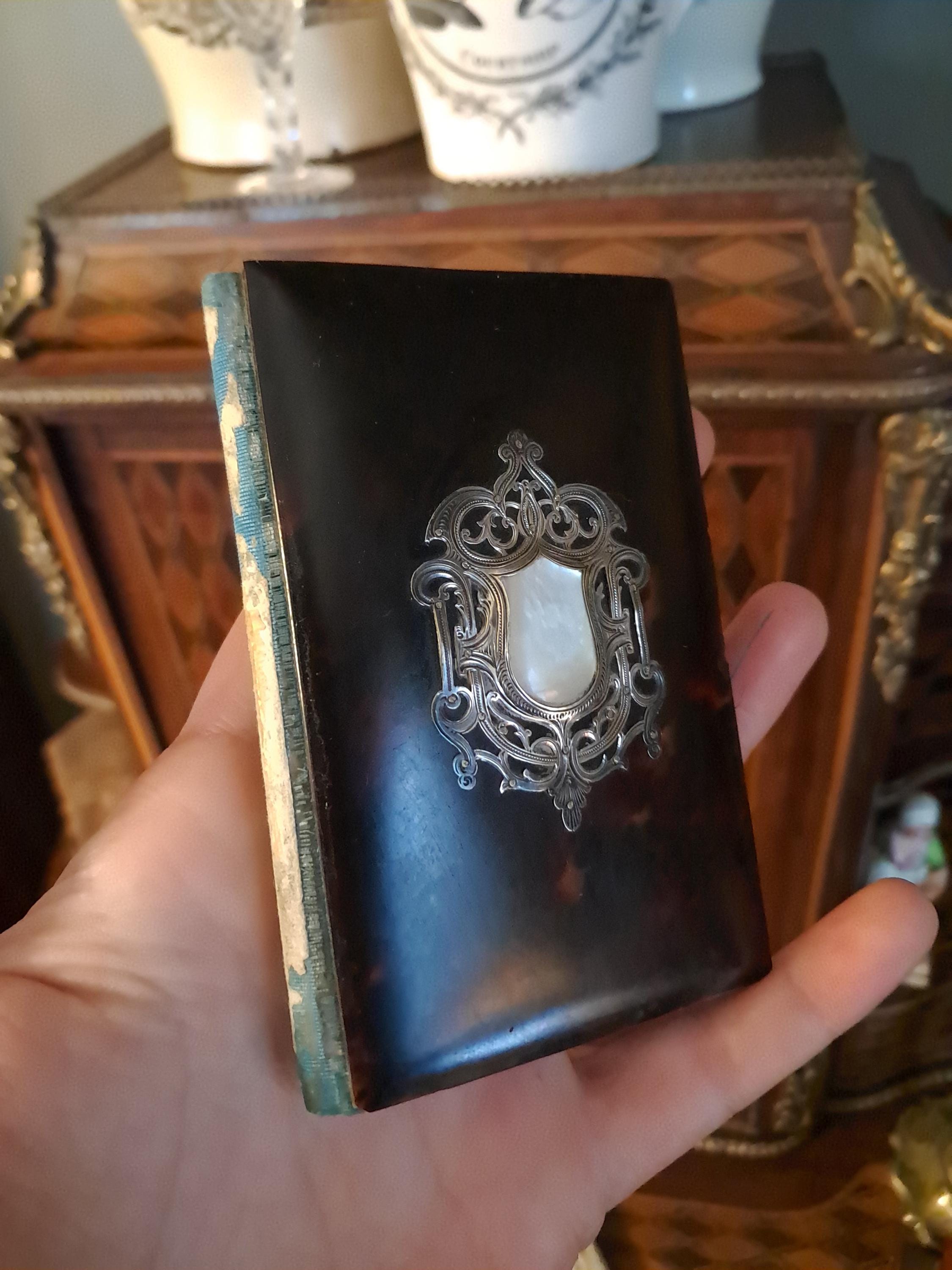 Antique Faux Tortoiseshell and Sterling and Mother of Pearl Notepad