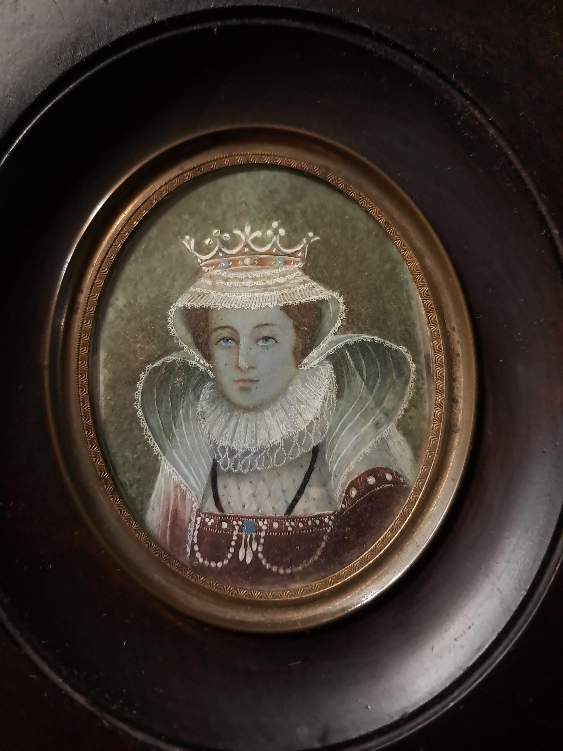 Antique French Portrait: Mary Queen of Scots Miniature