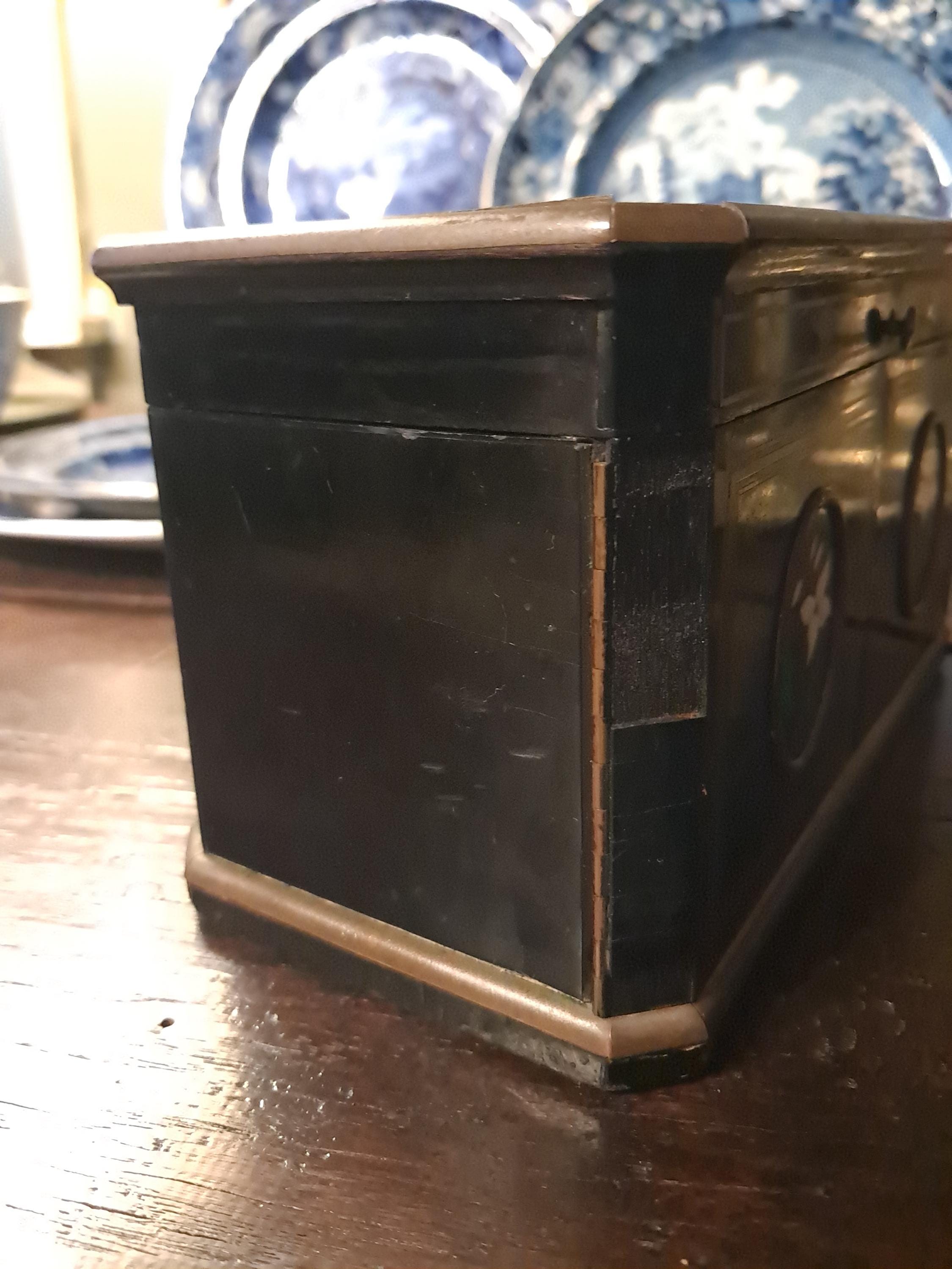 Antique French Pietra Dura Scent Caddy Box, Floral Inlay