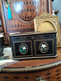 Antique French Pietra Dura Scent Caddy Box, Floral Inlay