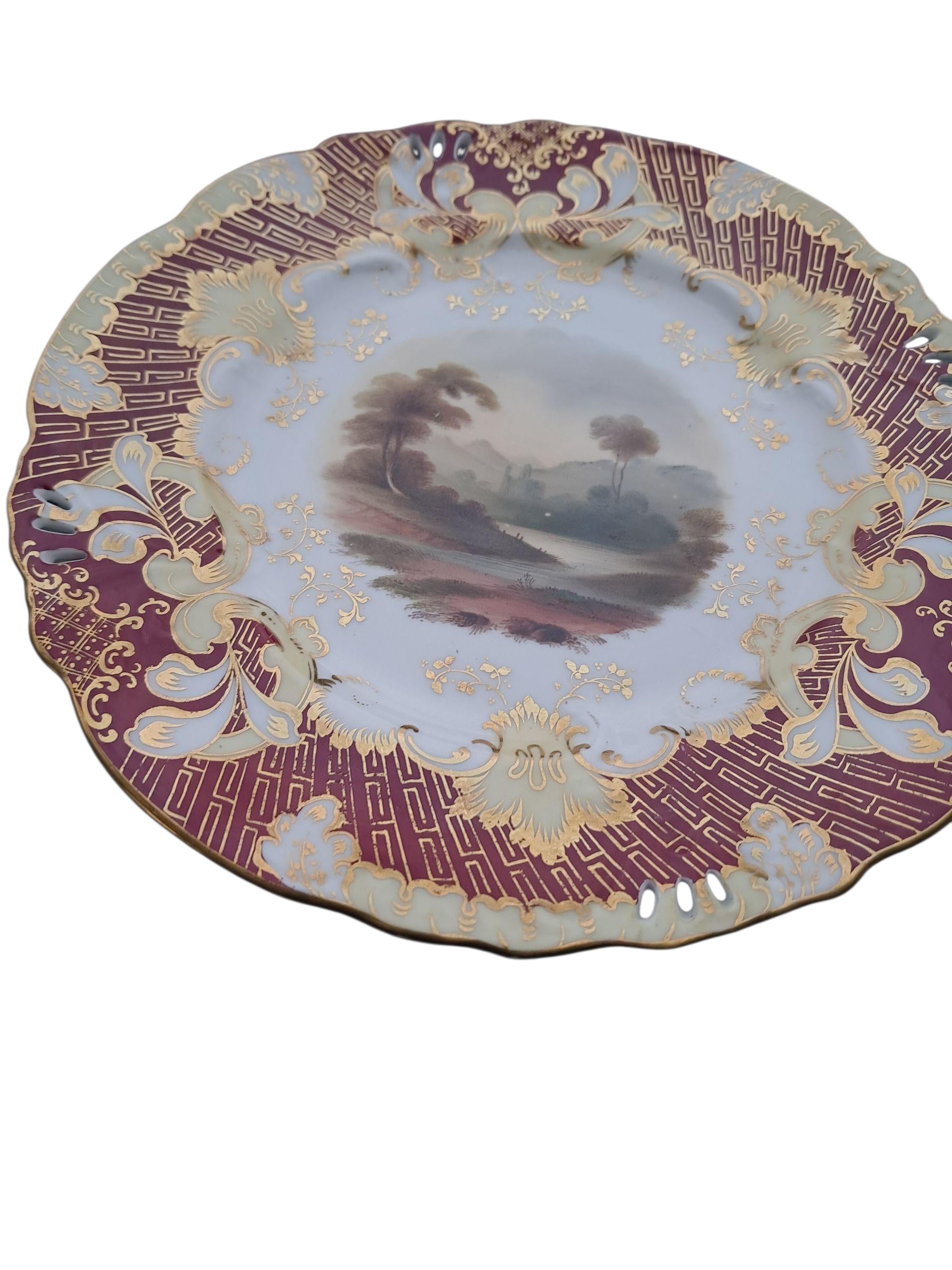 Antique Samuel Alcock Plates: English Hand-Painted Pair, 1830s