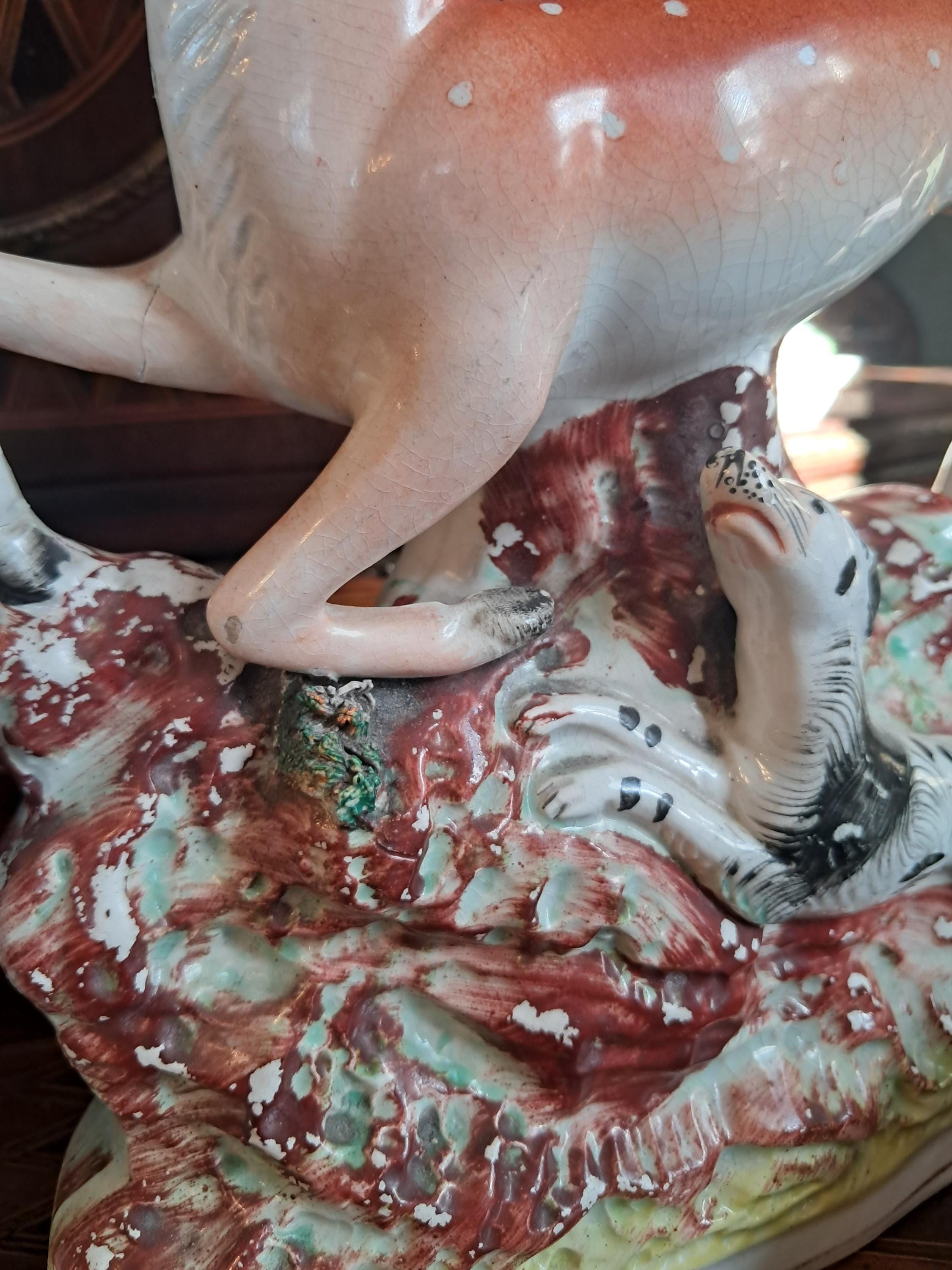 Beautiful Staffordshire Deer Spill Vase Pair