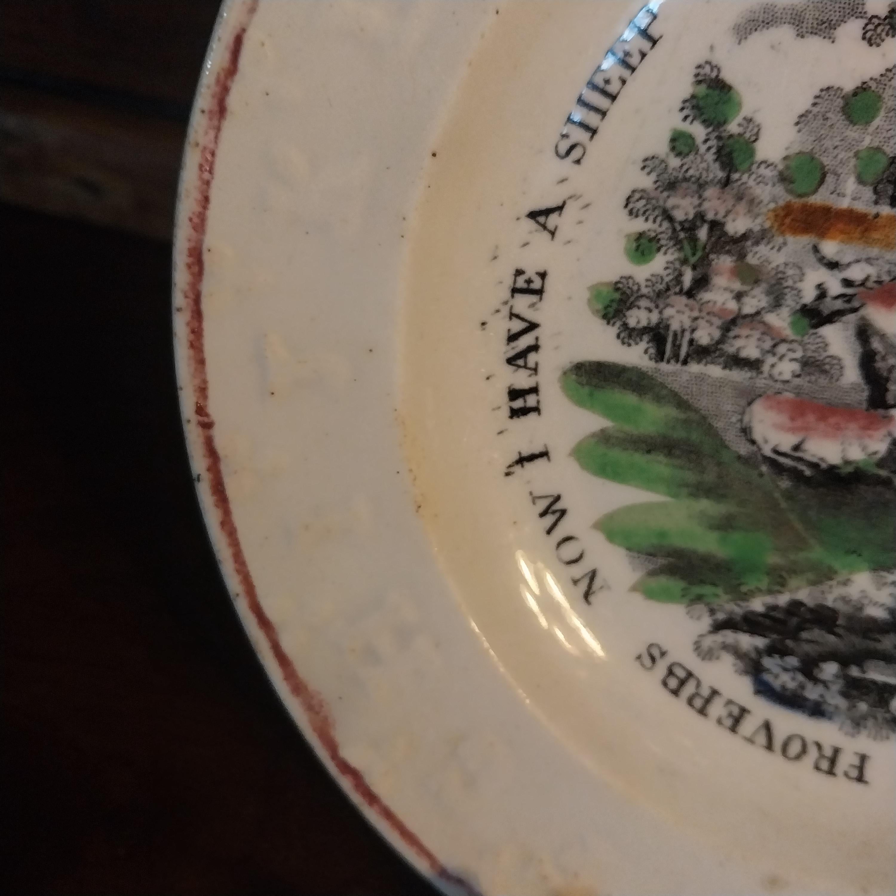 Early Staffordshire Childs ABC Plate Franklins Proverbs