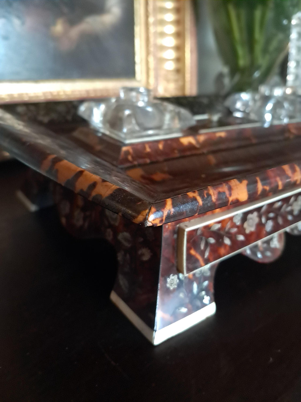 Stunning Faux Tortoiseshell and Mother of Pearl Desk Set