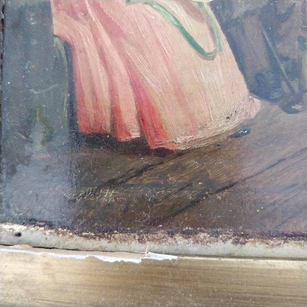 Antique Rudolf Hausleithner Oil Painting: Austrian Holiday Scene Dark and Moody