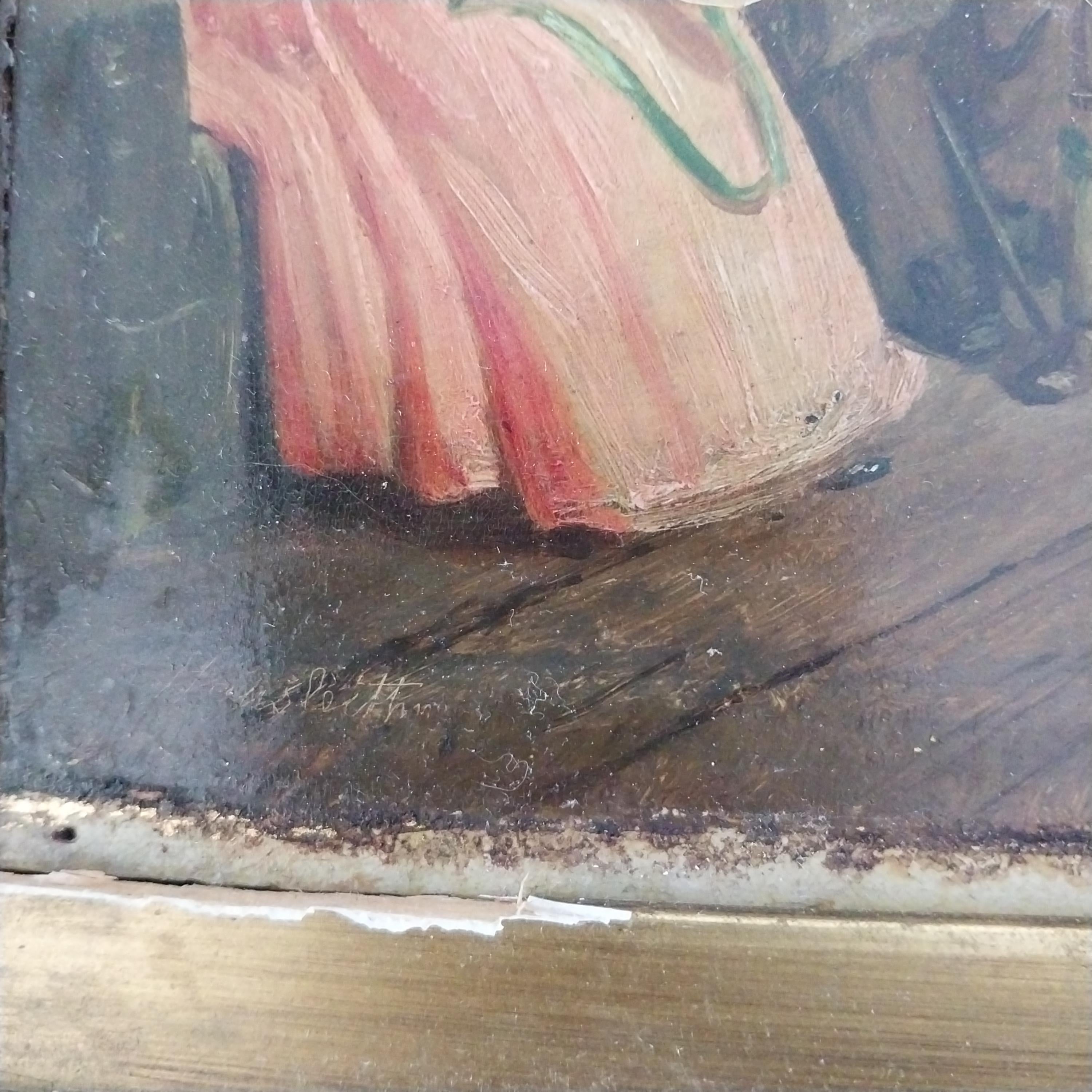 Antique Rudolf Hausleithner Oil Painting: Austrian Holiday Scene Dark and Moody