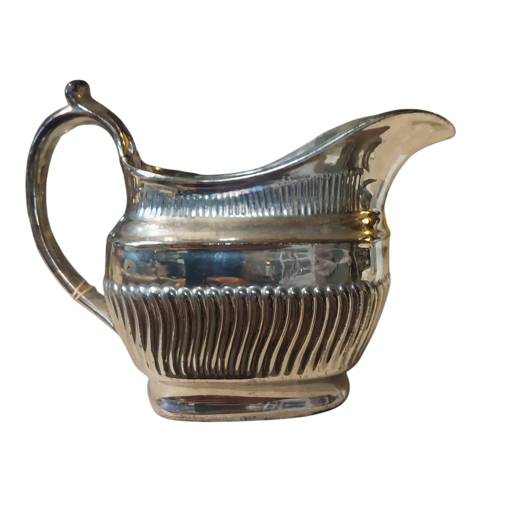 Staffordshire Pottery Silver Luster Teapot Set Circa 1825