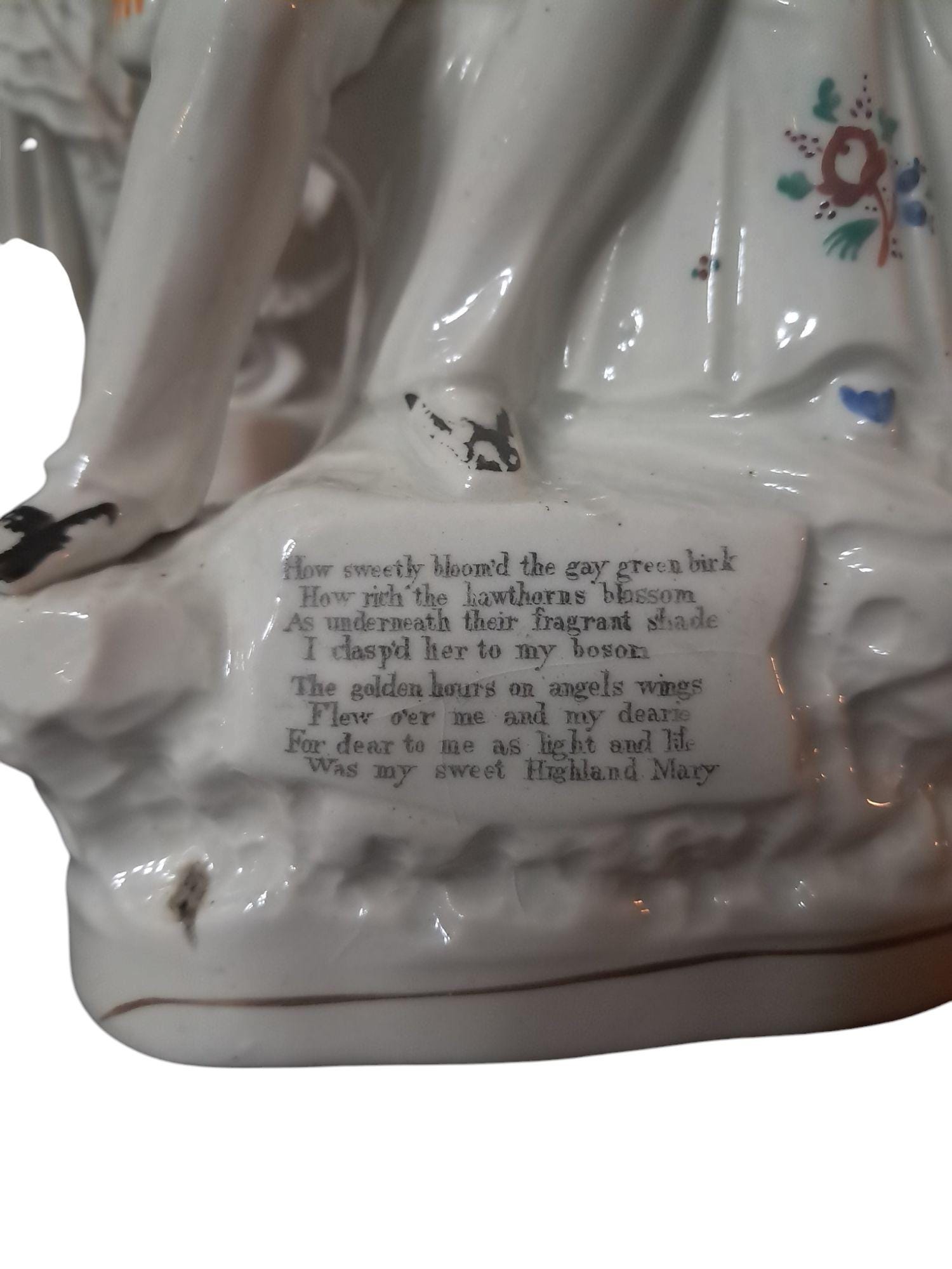 Antique Staffordshire Scottish Spill Vase  Robert Burns and Highland Mary with Poem
