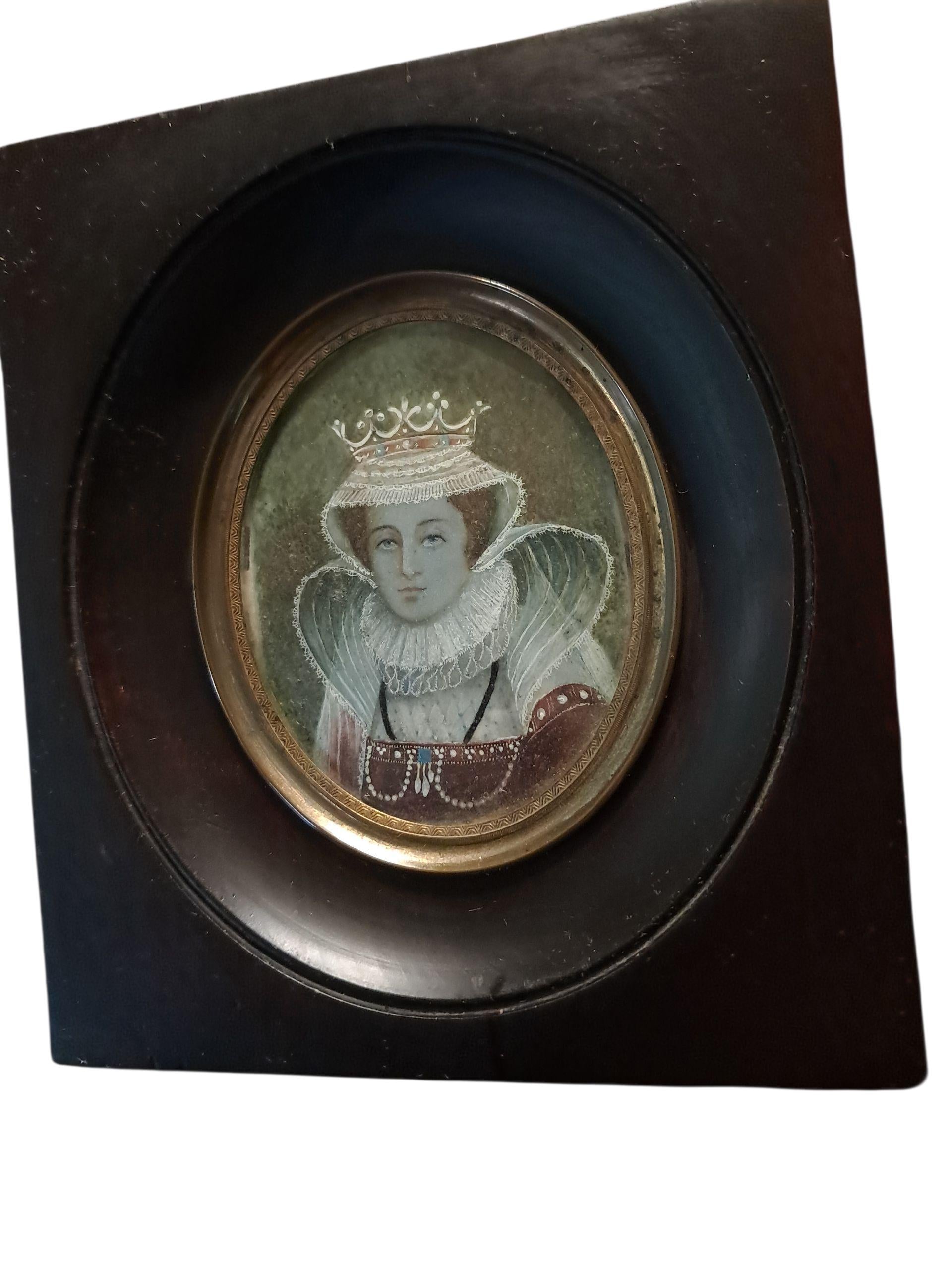 Antique French Portrait: Mary Queen of Scots Miniature