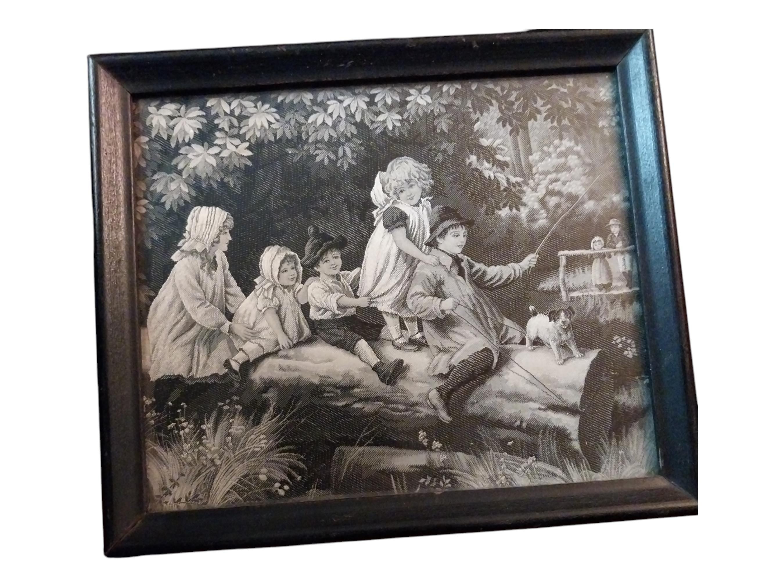 Woven Silk Screen representing a scene of children playing, Neyret Frères Percy TARRANT