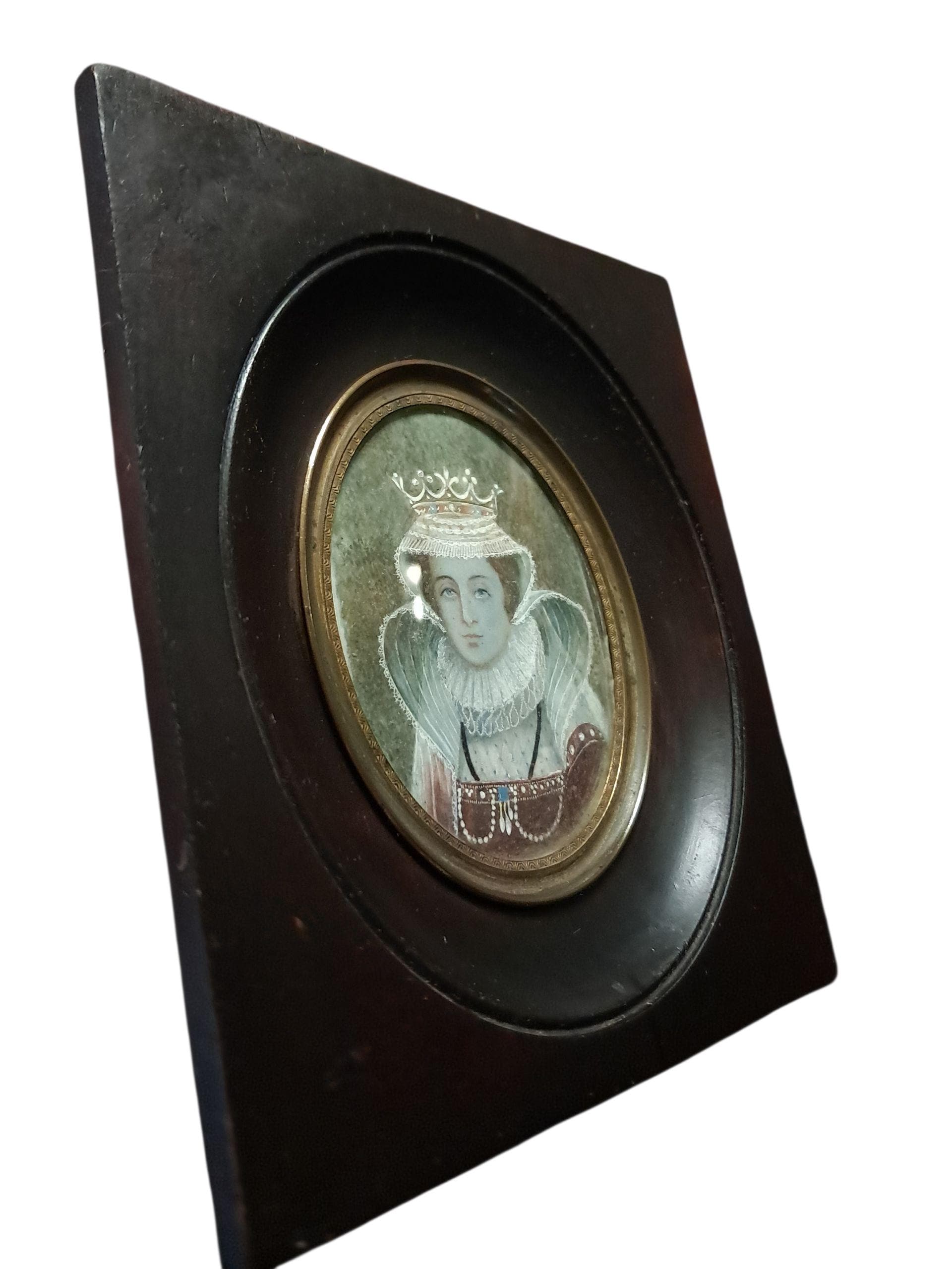 Antique French Portrait: Mary Queen of Scots Miniature