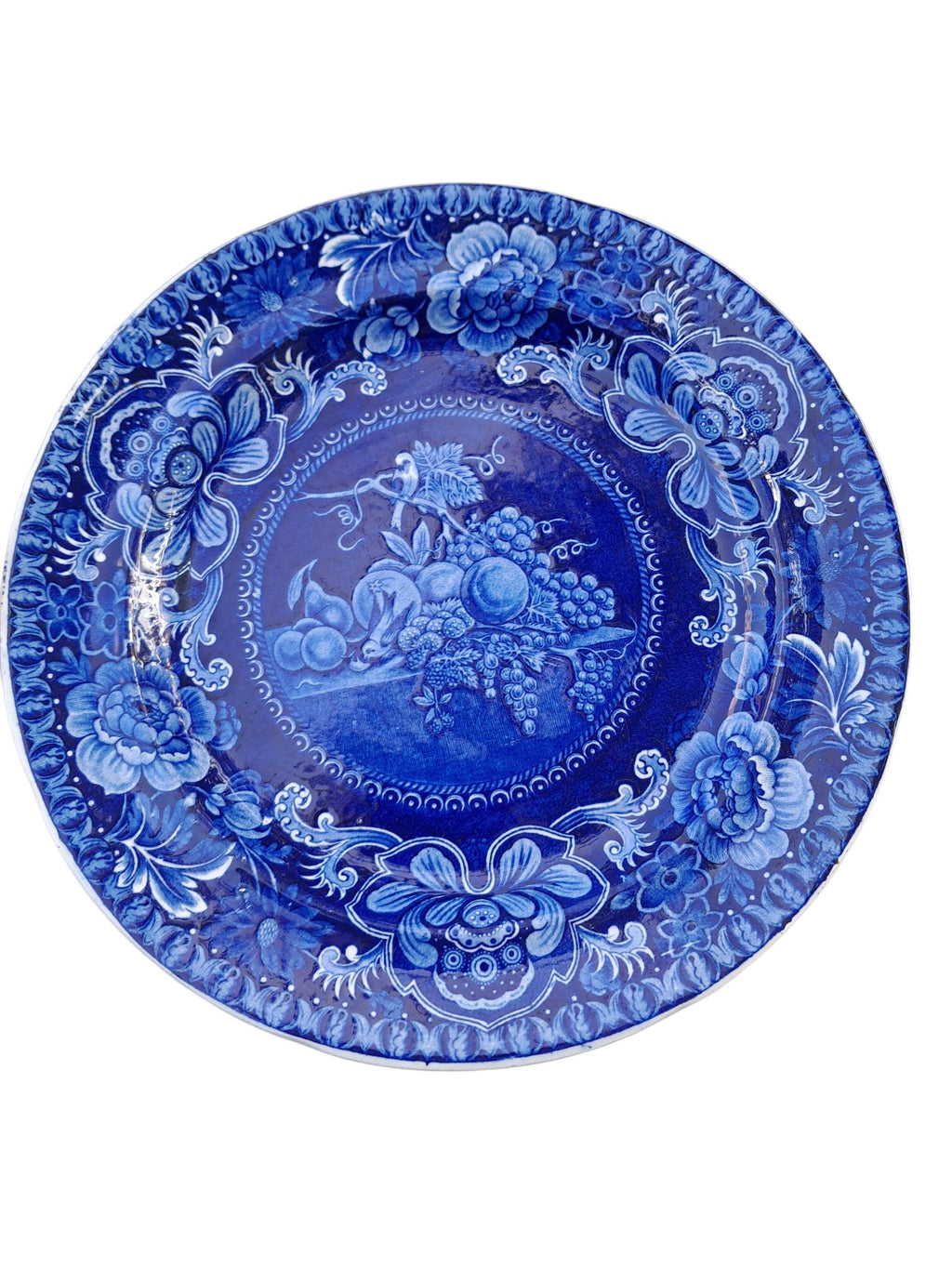 Staffordshire Historical Transferware Plate 9 Plus Inches Birds and Fruit