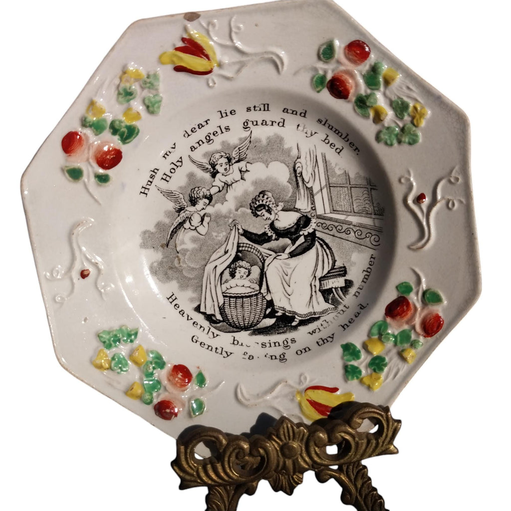 Staffordshire Georgian Pearlware Religious Printed Childs Plate with Verse