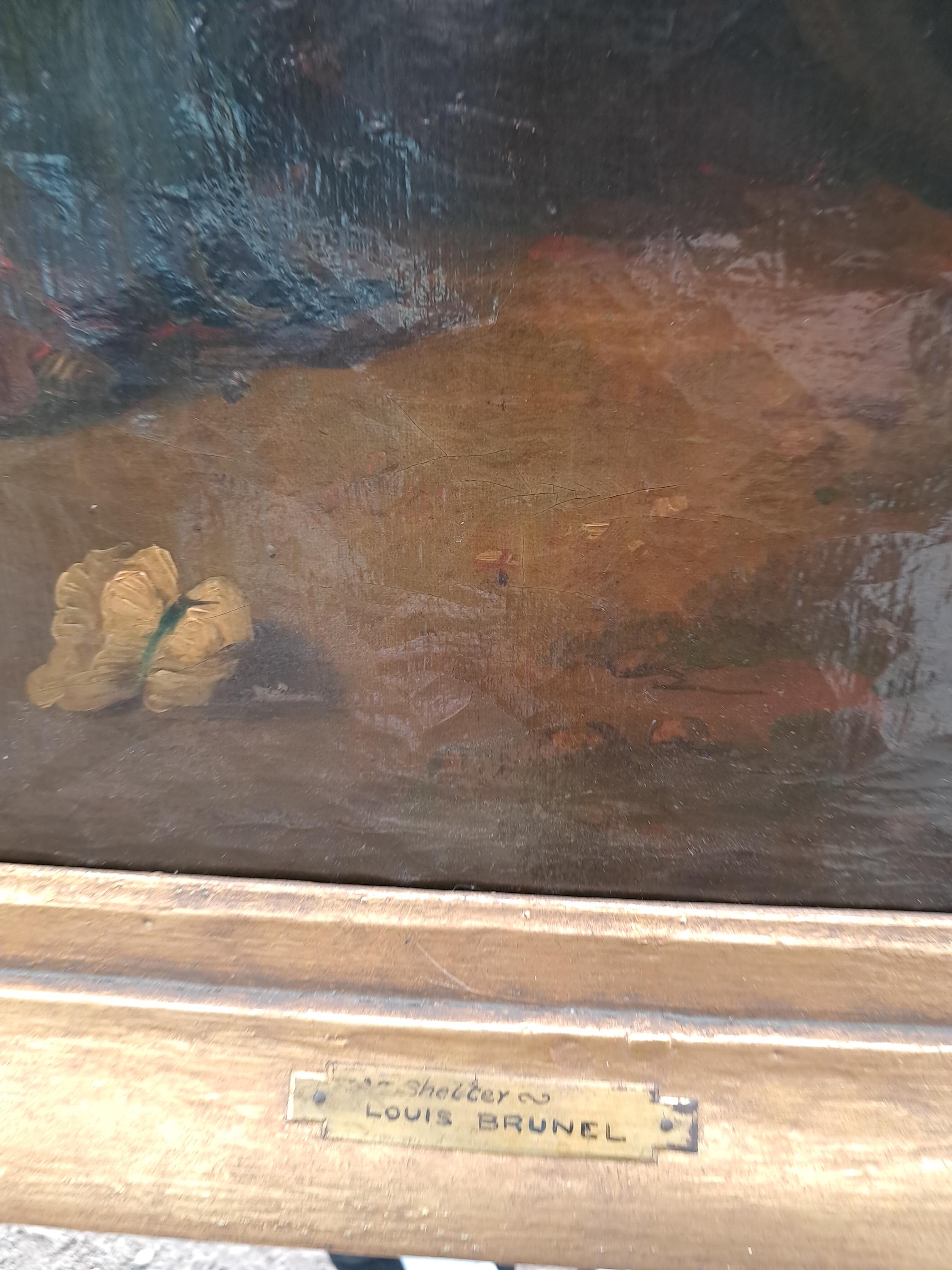 Antique Dark and Moody Painting of Mom Shielding Child