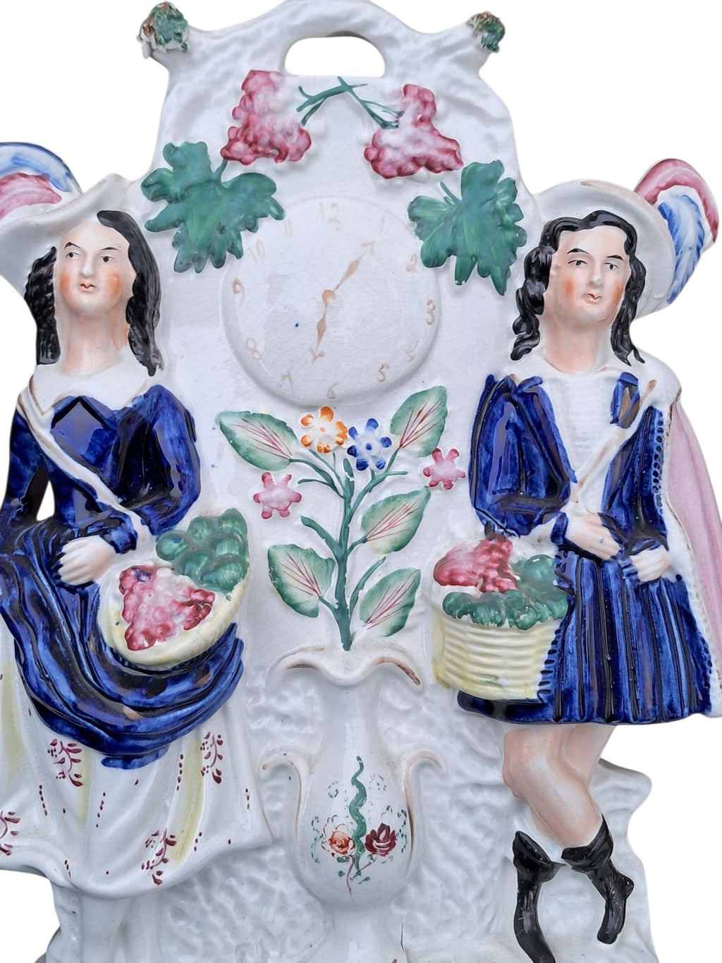 Antique Staffordshire Figure With Faux Clock