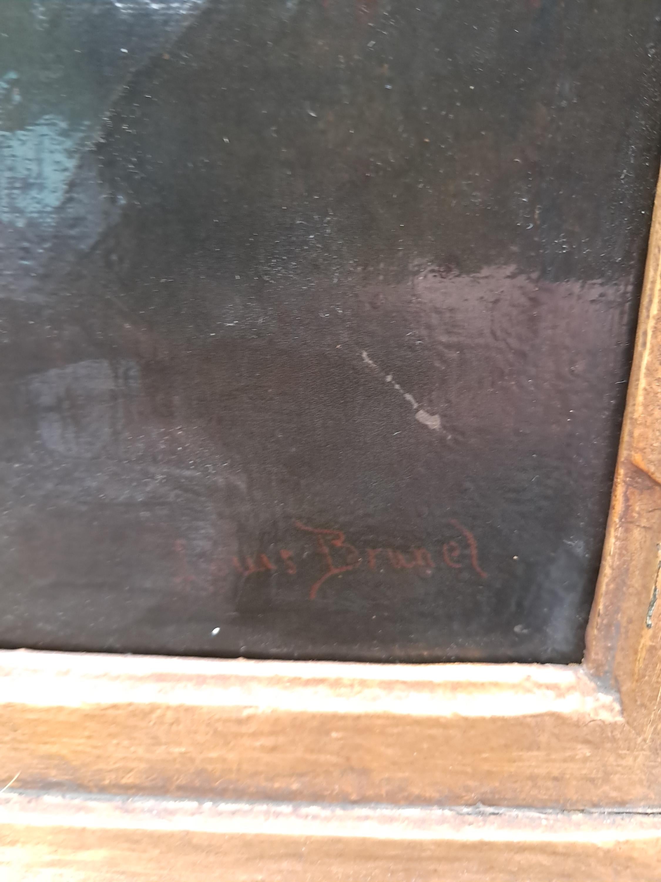 Antique Dark and Moody Painting of Mom Shielding Child