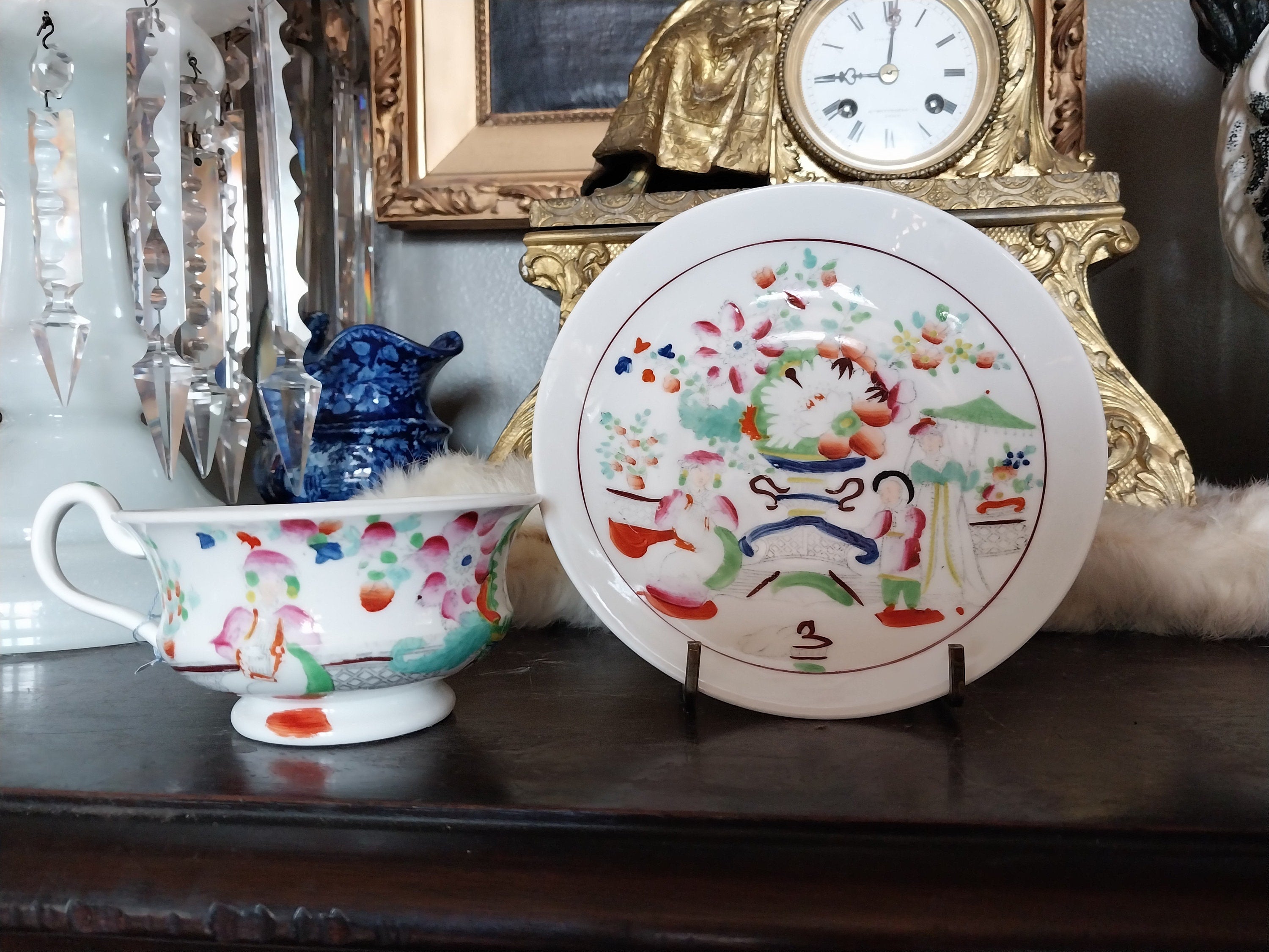 Early English Tea Cup and Saucer Unknown Maker Circa 1830