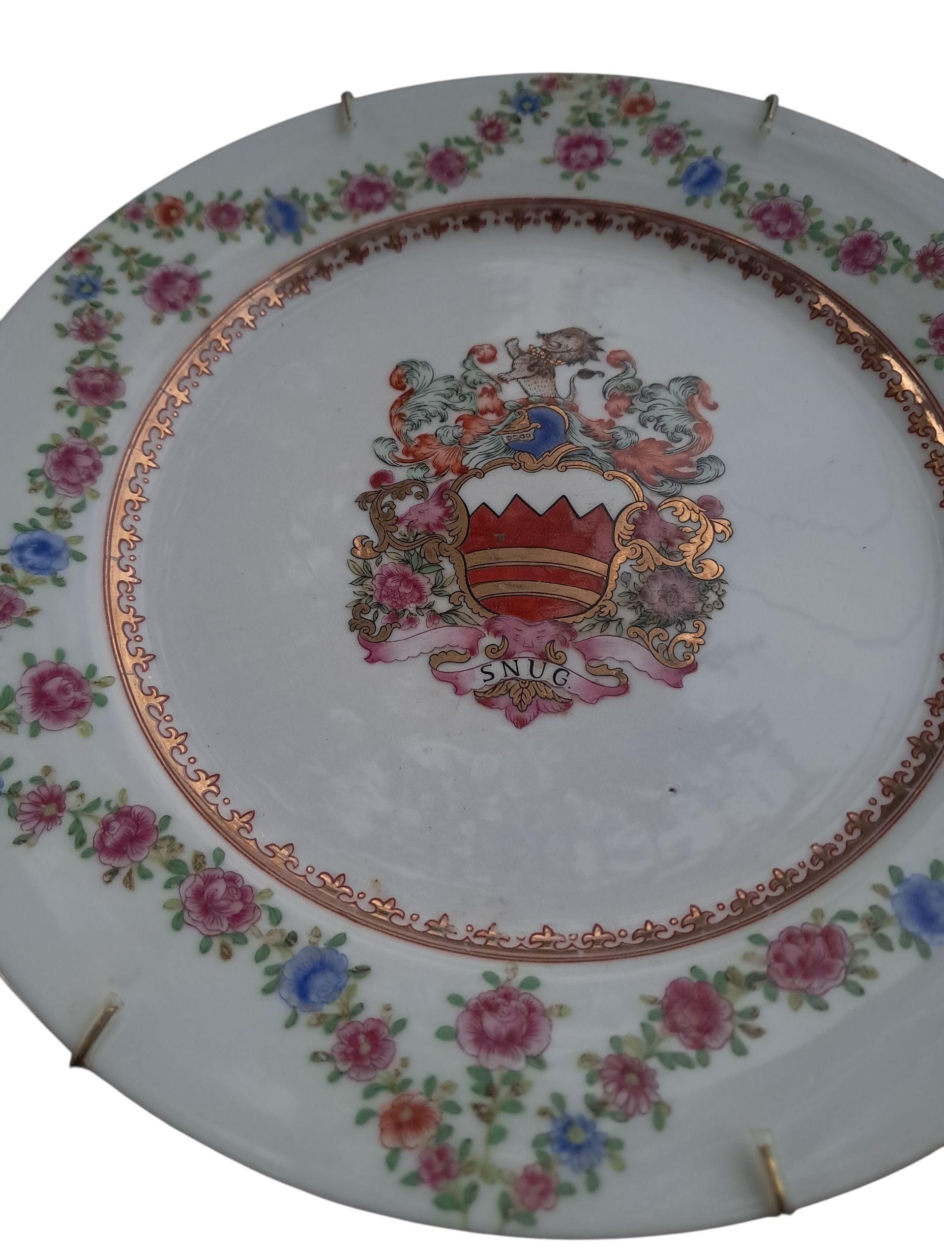 French Pair of Armorial Plates Vintage