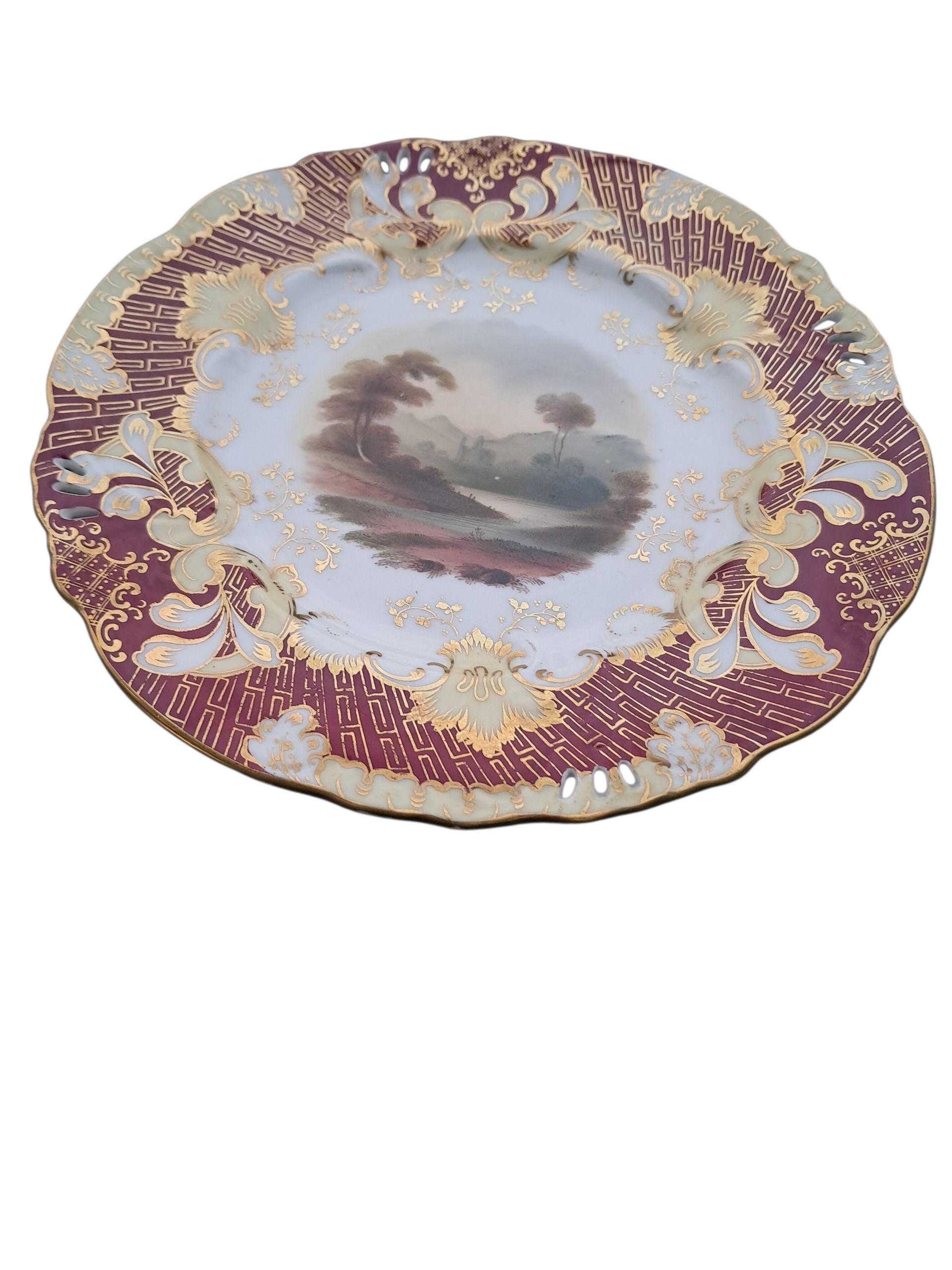 Antique Samuel Alcock Plates: English Hand-Painted Pair, 1830s