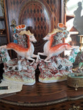 Beautiful Staffordshire Deer Spill Vase Pair