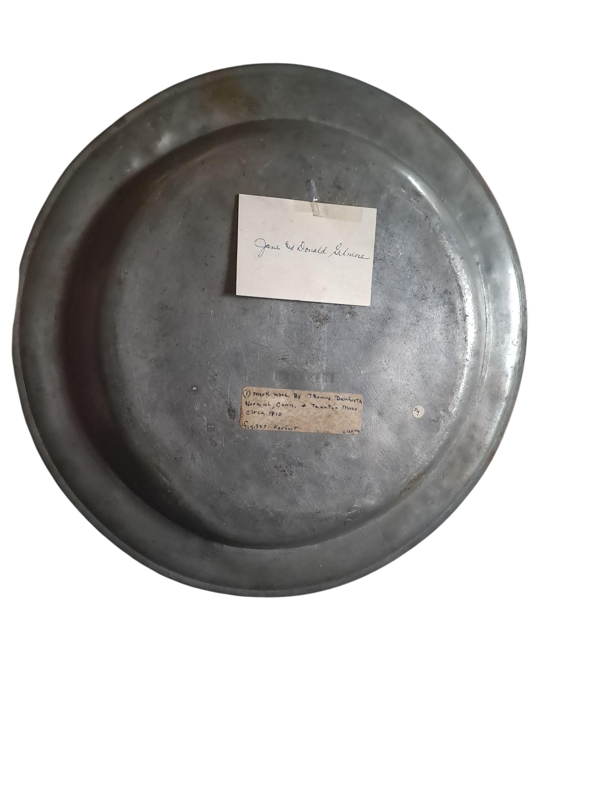 Early American Thomas Danforth Pewter Charger 13 Inches