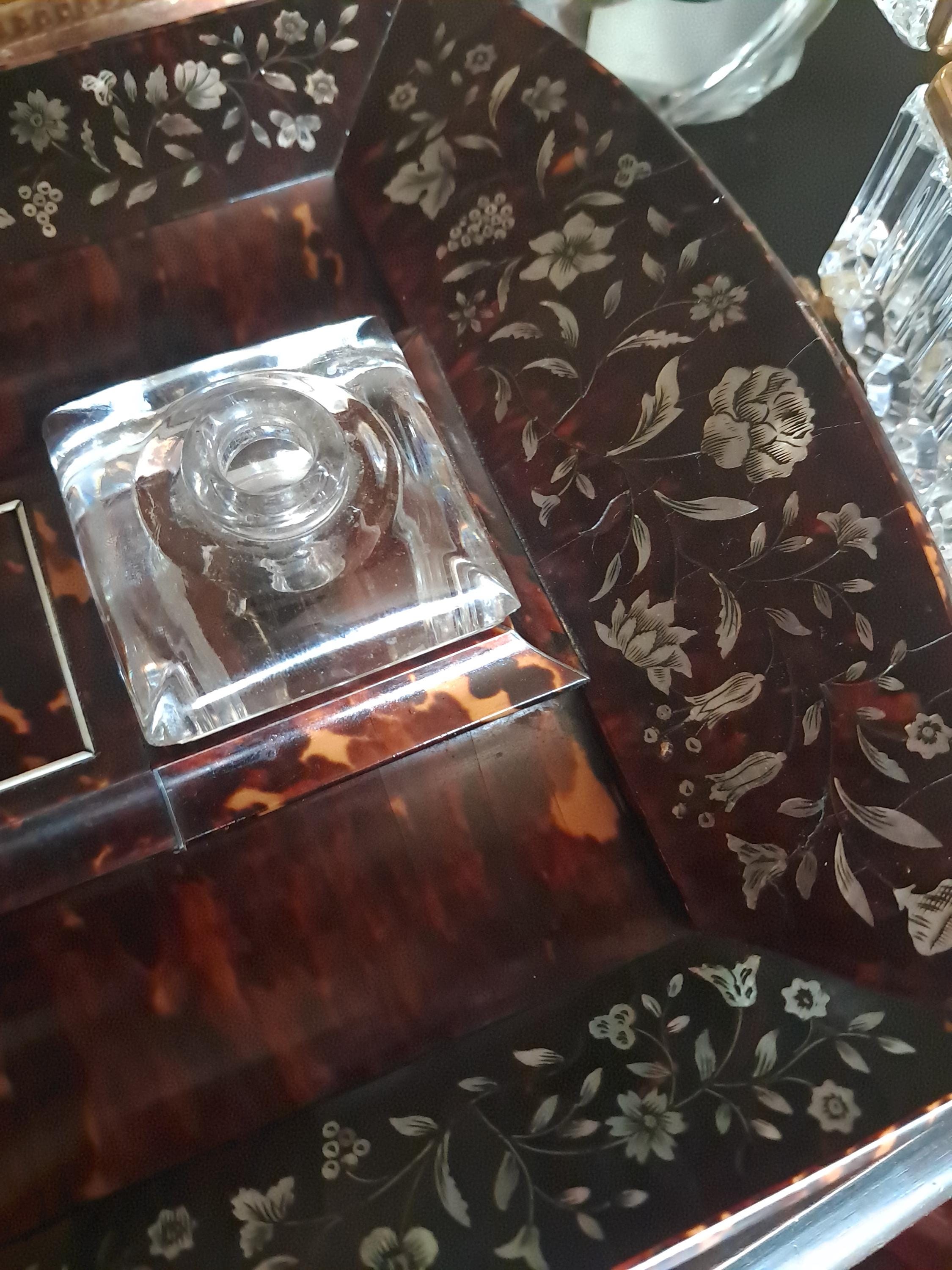 Stunning Faux Tortoiseshell and Mother of Pearl Desk Set