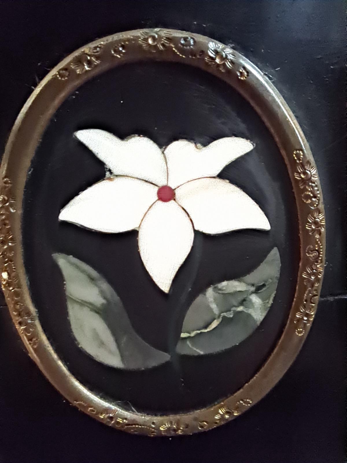 Antique French Pietra Dura Scent Caddy Box, Floral Inlay