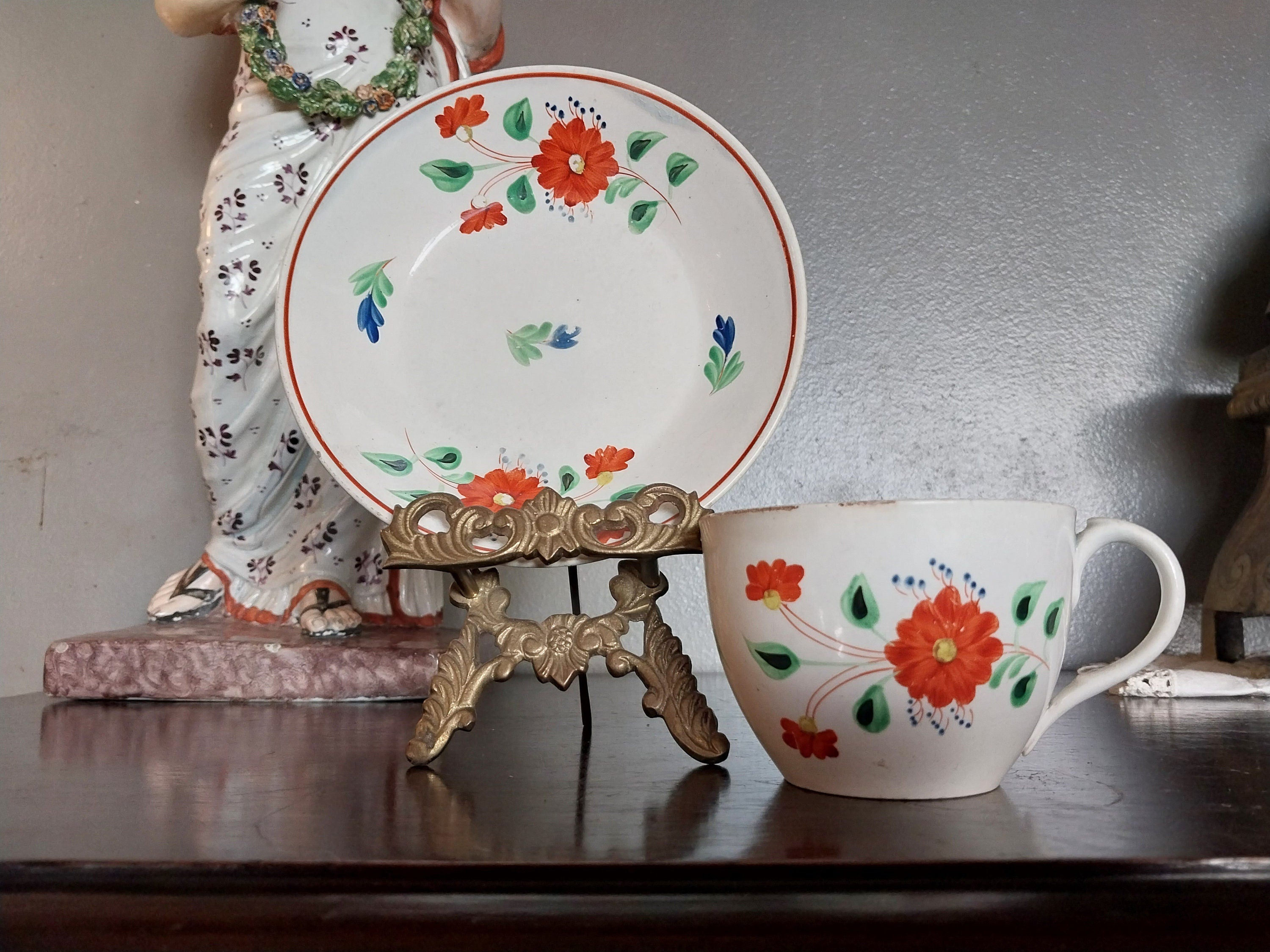 Early English Tea Cup and Saucer Creamware