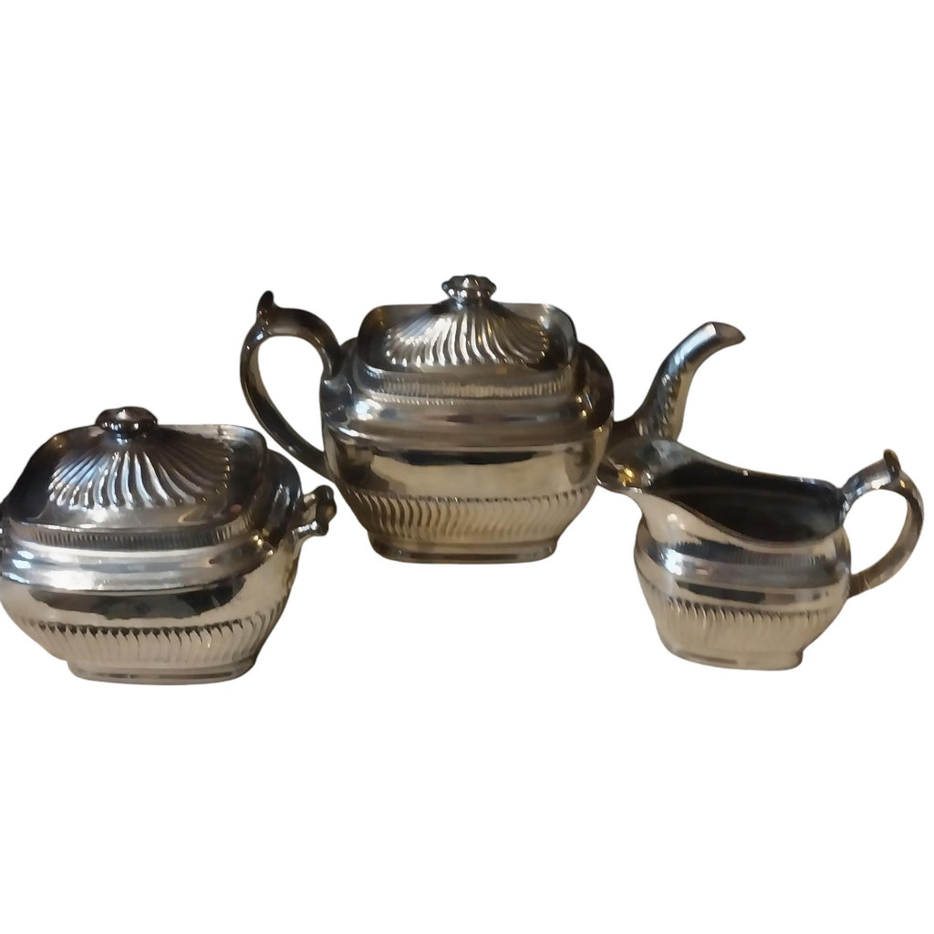 Staffordshire Pottery Silver Luster Teapot Set Circa 1825