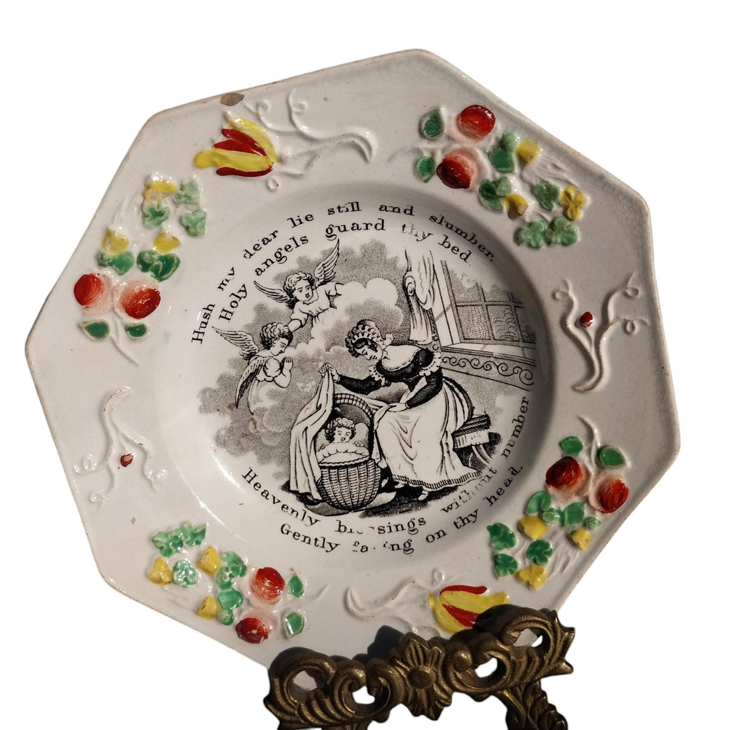 Staffordshire Georgian Pearlware Religious Printed Childs Plate with Verse