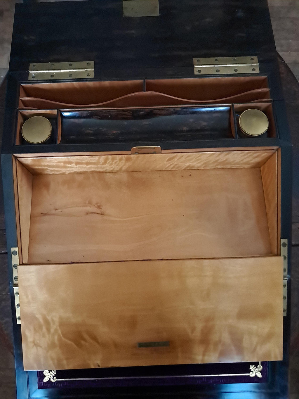Antique Coromandel Wood Writing Slope by Betjemann & Sons, Secret Compartment