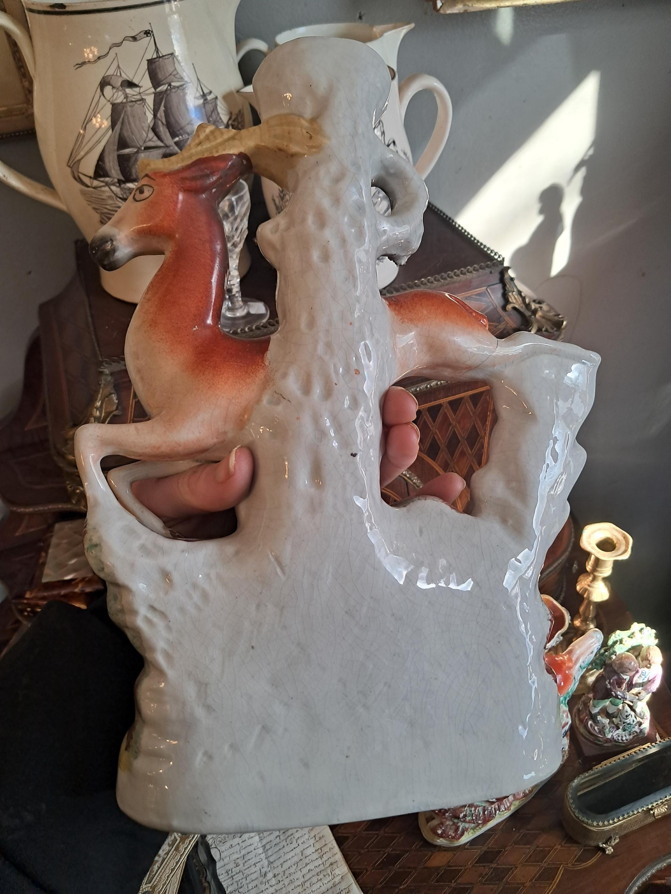 Beautiful Staffordshire Deer Spill Vase Pair