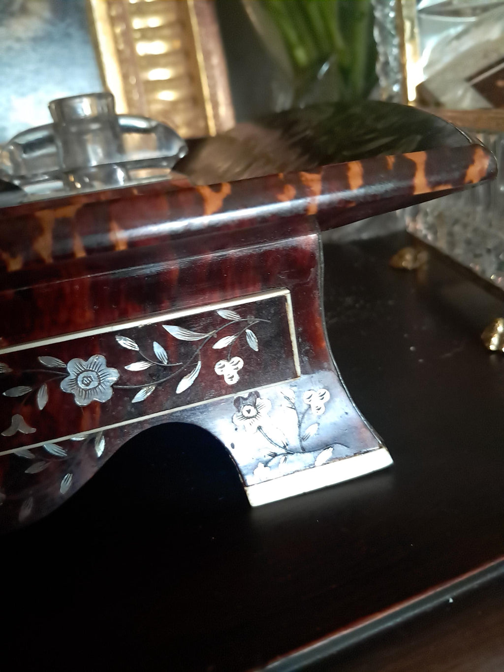 Stunning Faux Tortoiseshell and Mother of Pearl Desk Set